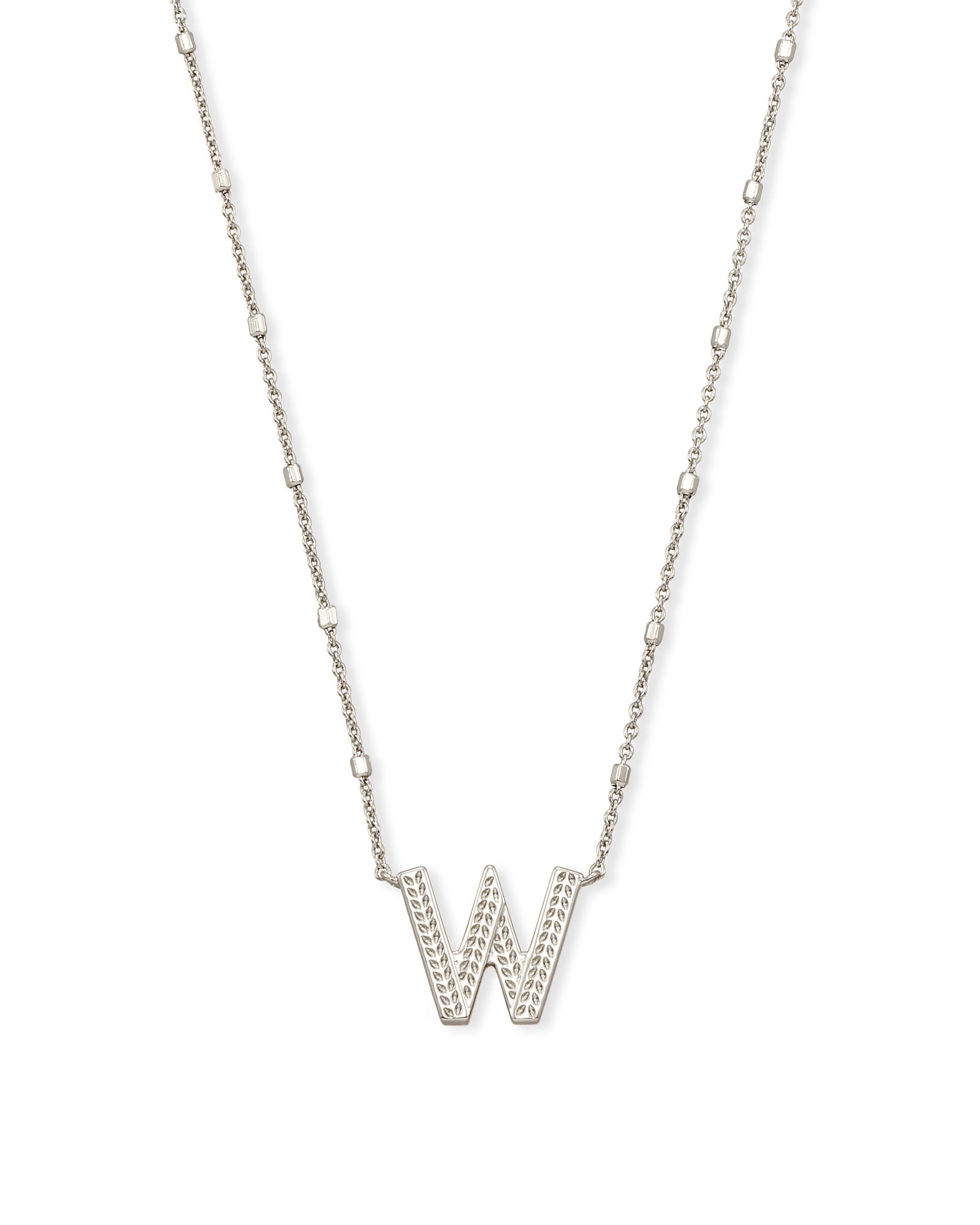 Kendra Scott Letter W Pendant Necklace in Silver | Plated Brass/Metal Rhodium