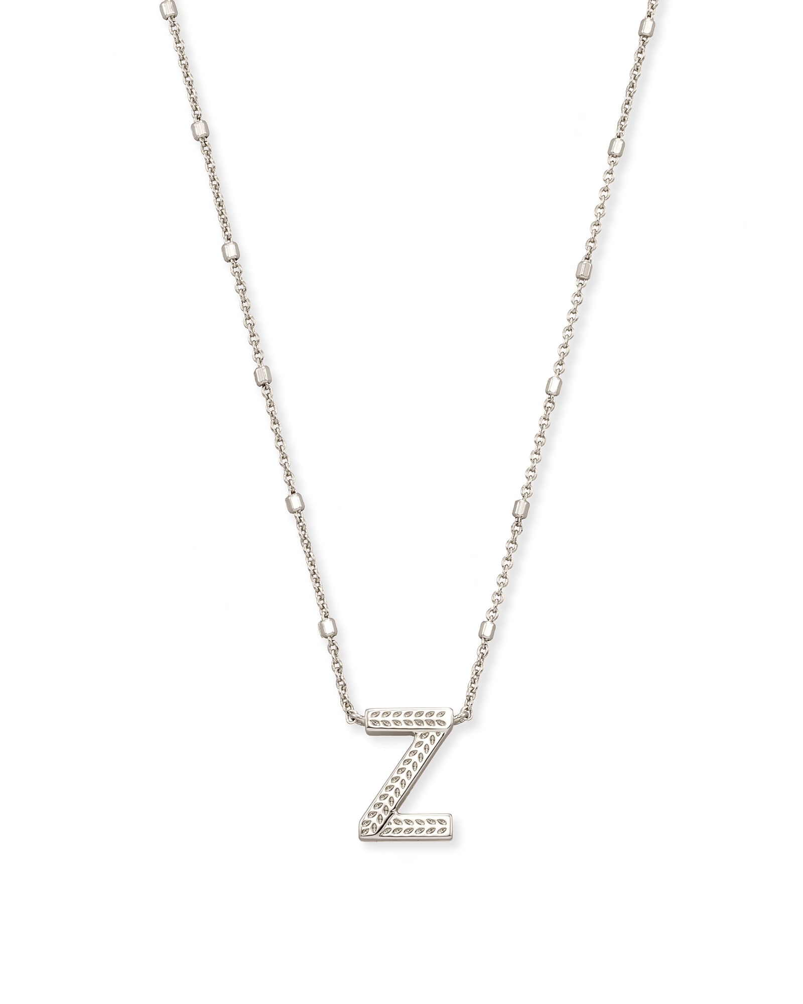 Kendra Scott Letter Z Pendant Necklace in Silver | Plated Brass/Metal Rhodium