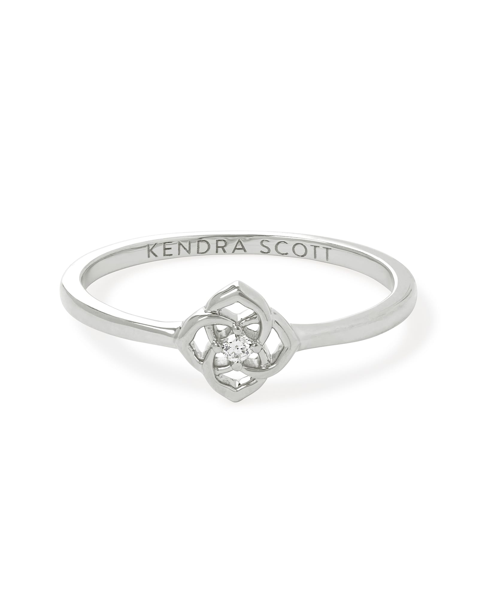 Kendra Scott Fleur 14k White Gold Band Ring in White Diamond | Diamonds | Size 6