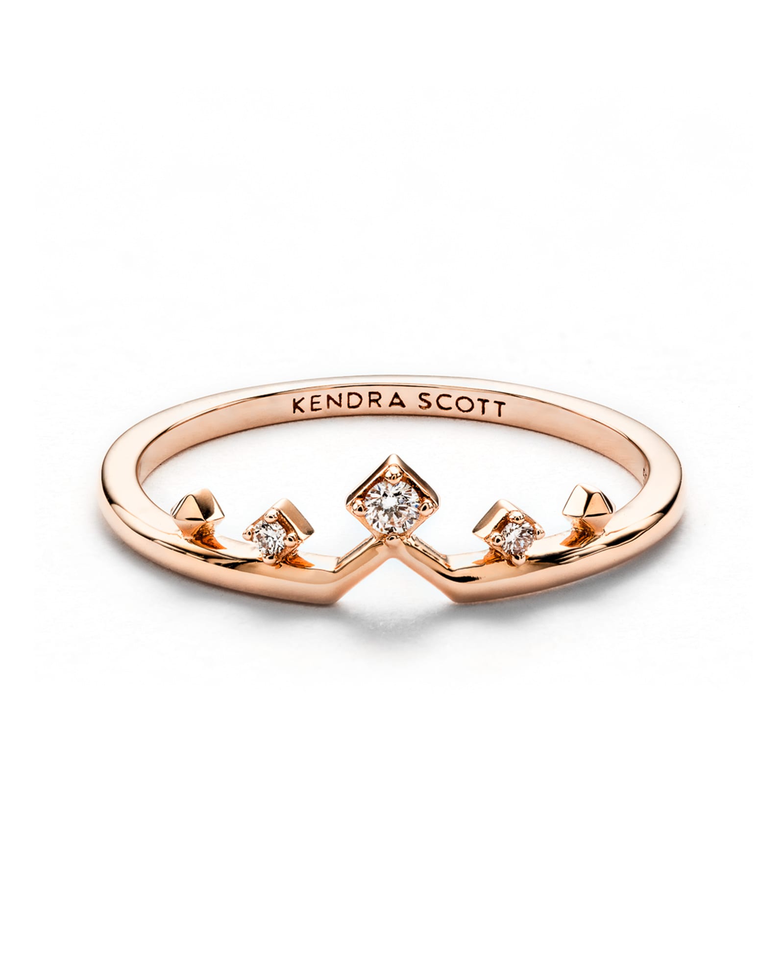 Kendra Scott Michelle 14k Rose Gold Band Ring in White Diamond | Diamonds | Size 8