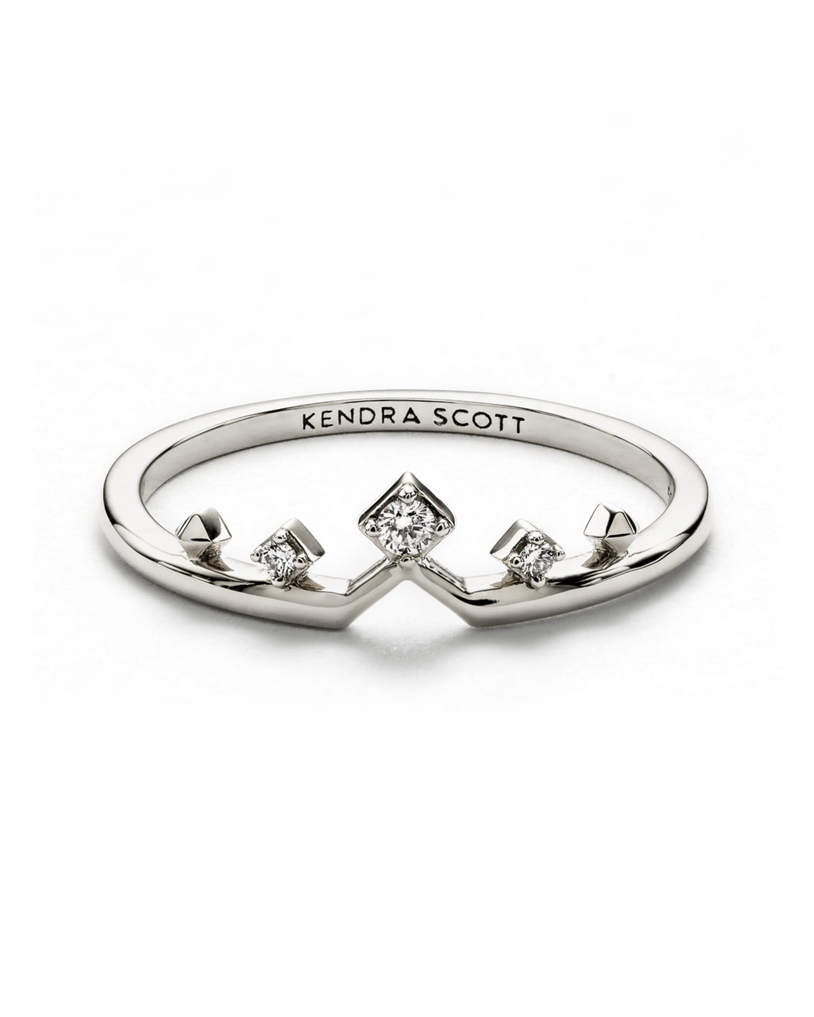 Kendra Scott Michelle 14k White Gold Band Ring in White Diamond | Diamonds