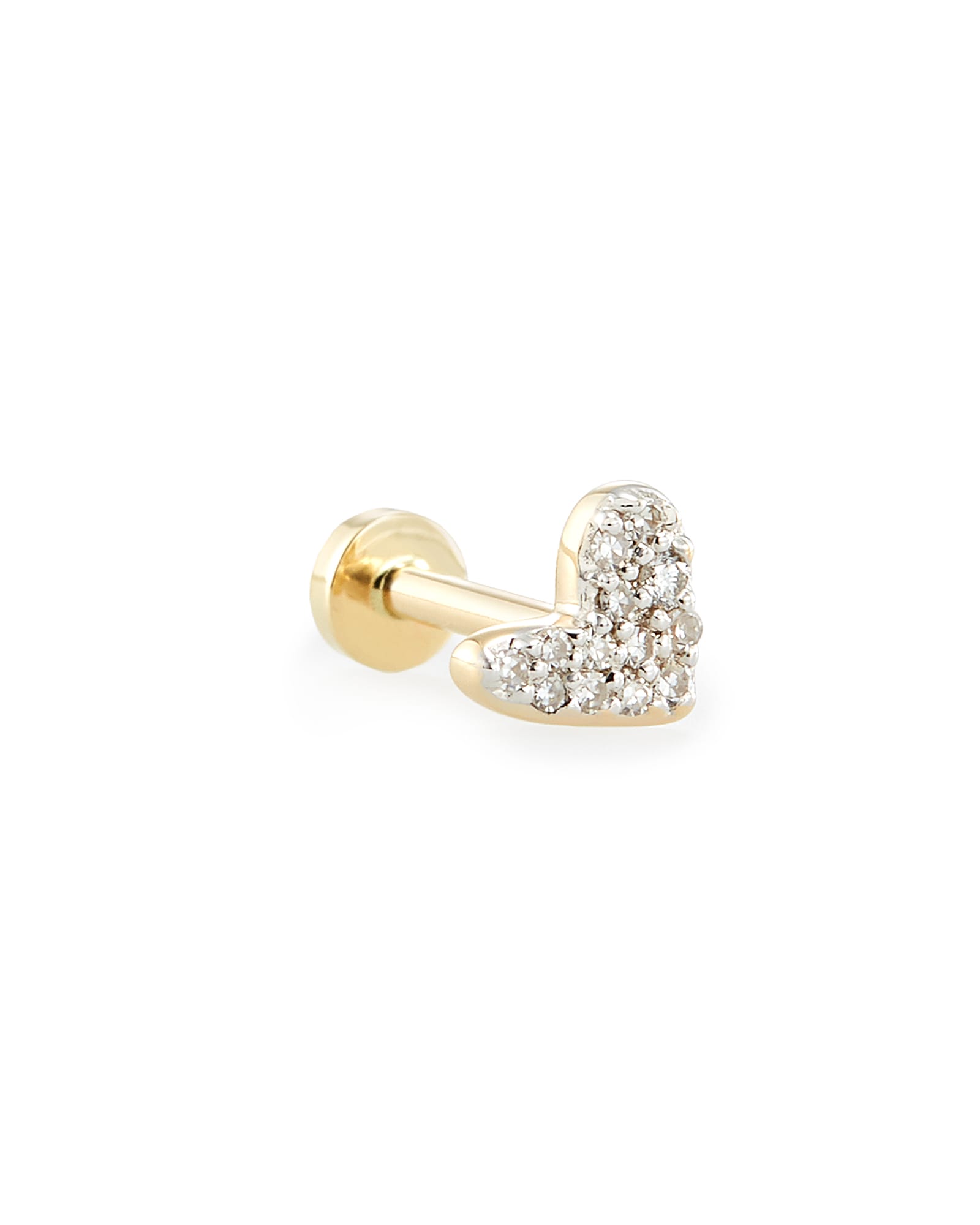 Kendra Scott Heart Mini 14k Yellow Gold Single Stud Earring in White Diamond | Diamonds