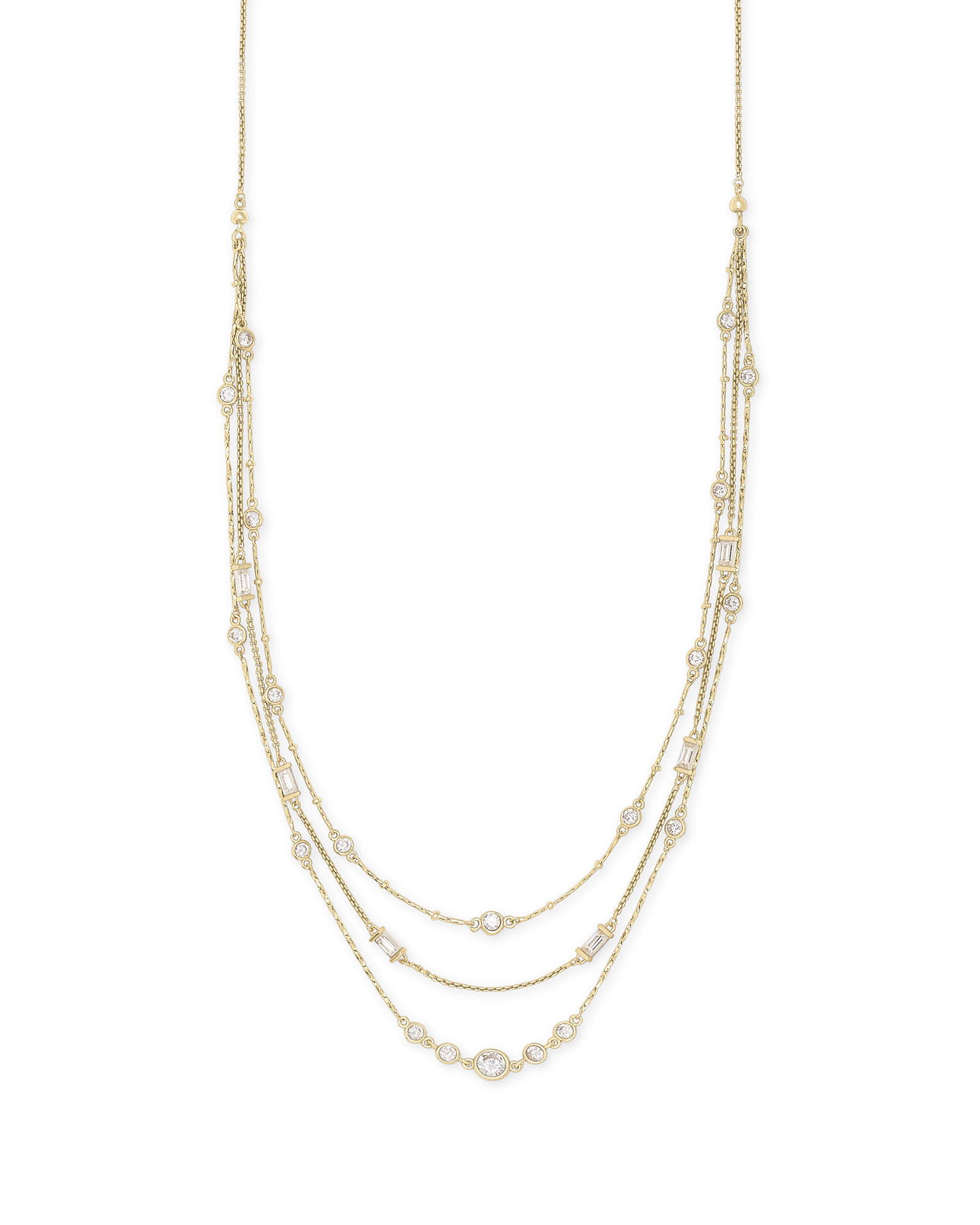 Kendra Scott Rina Gold Multi Strand Necklace in Lustre Glass | Glass/Cubic Zirconia