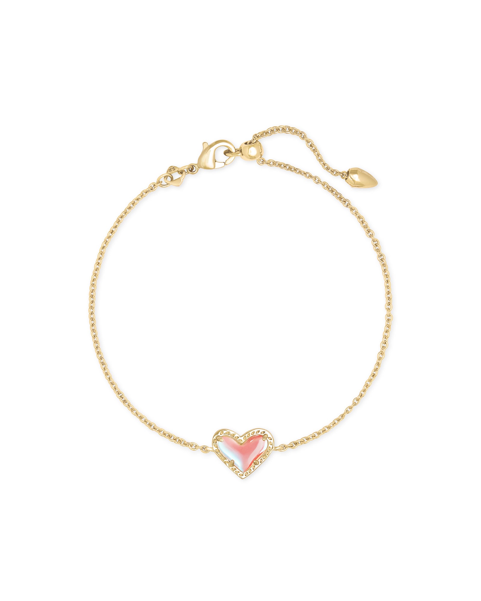 Kendra Scott Ari Heart Gold Chain Bracelet in Dichroic | Glass