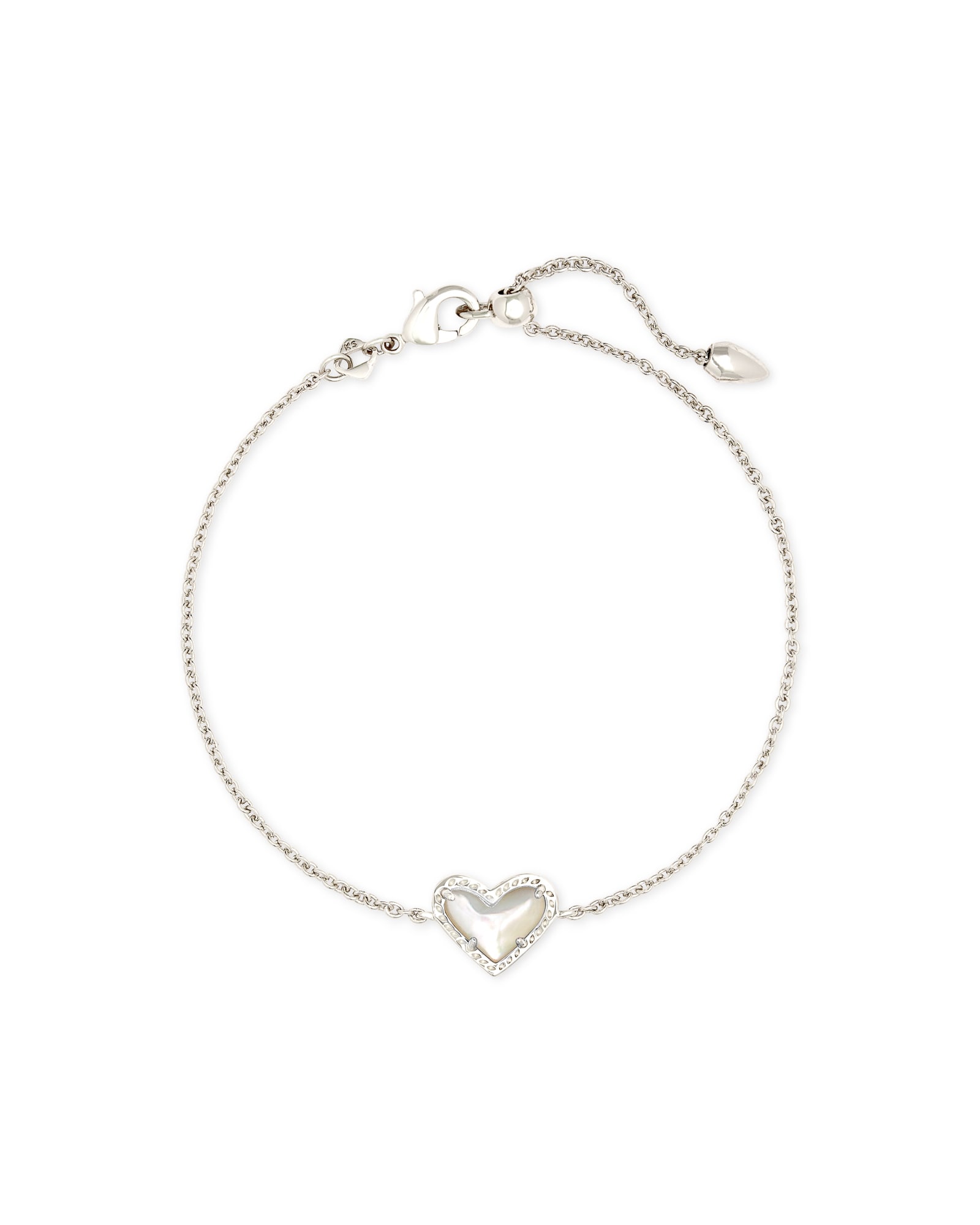 Kendra Scott Ari Heart Silver Chain Bracelet in Ivory Mother-of-Pearl | Mother Of Pearl/Metal Rhodium