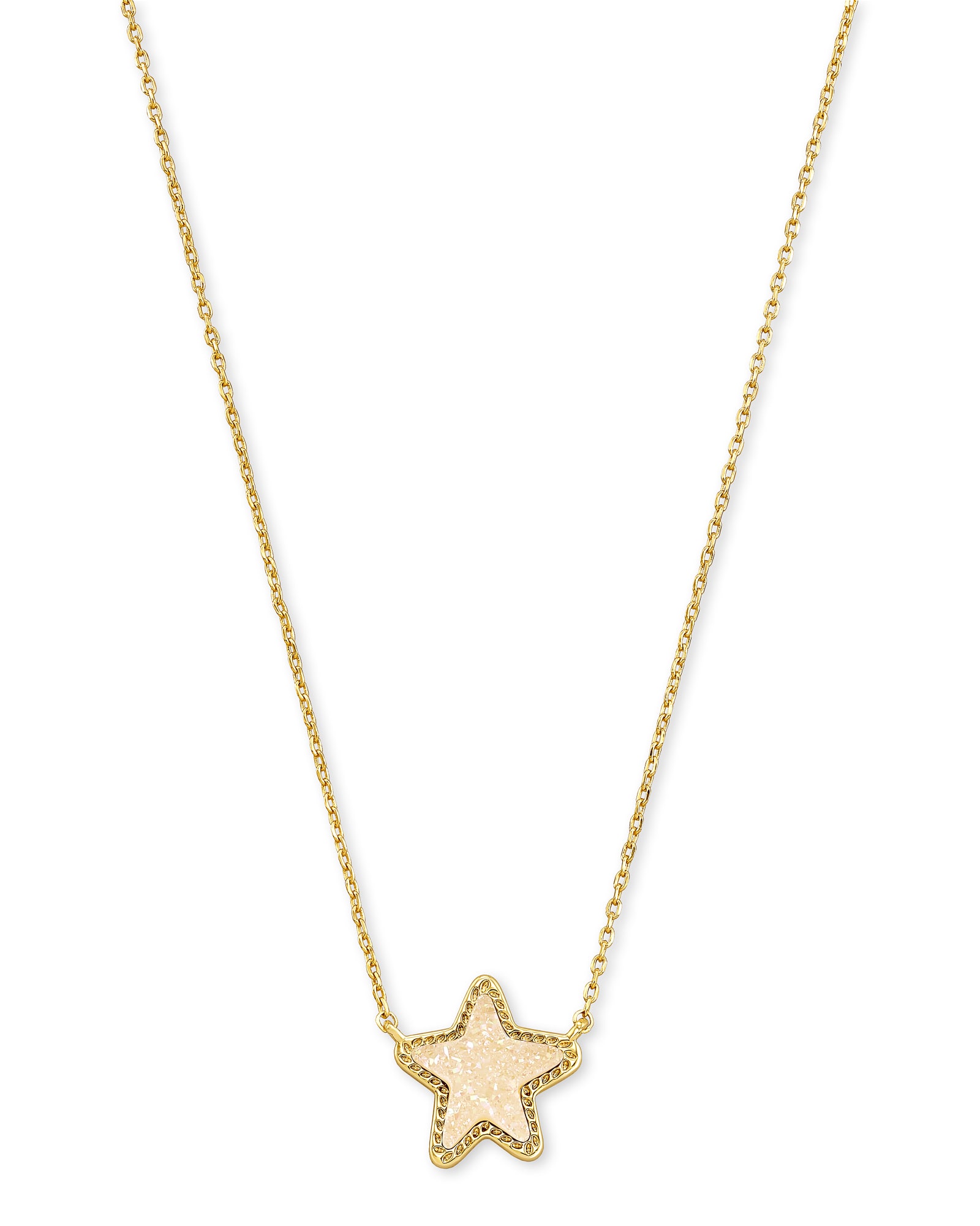 Kendra Scott Jae Star Gold Pendant Necklace in Iridescent | Drusy