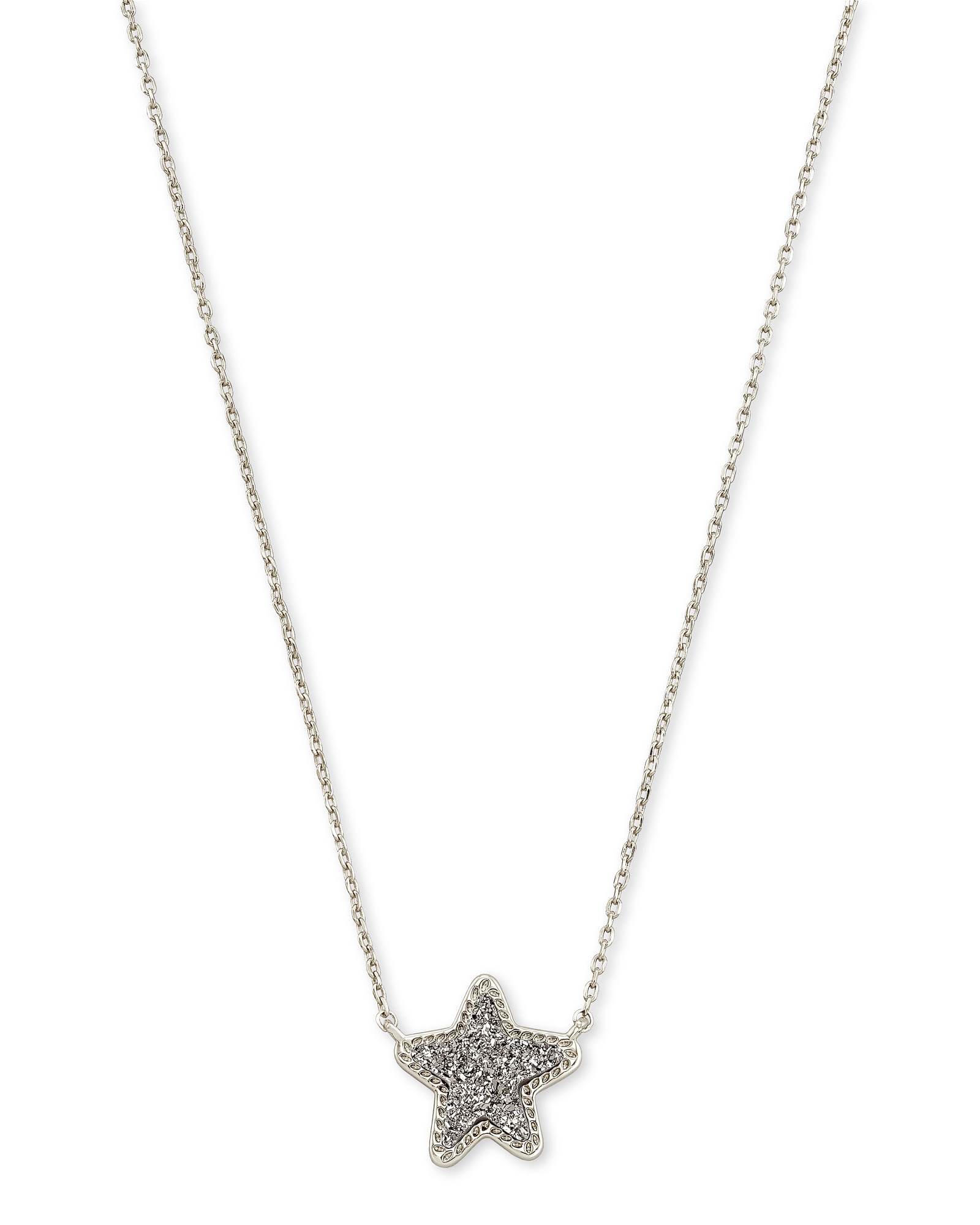 Kendra Scott Jae Star Silver Pendant Necklace in Platinum | Drusy
