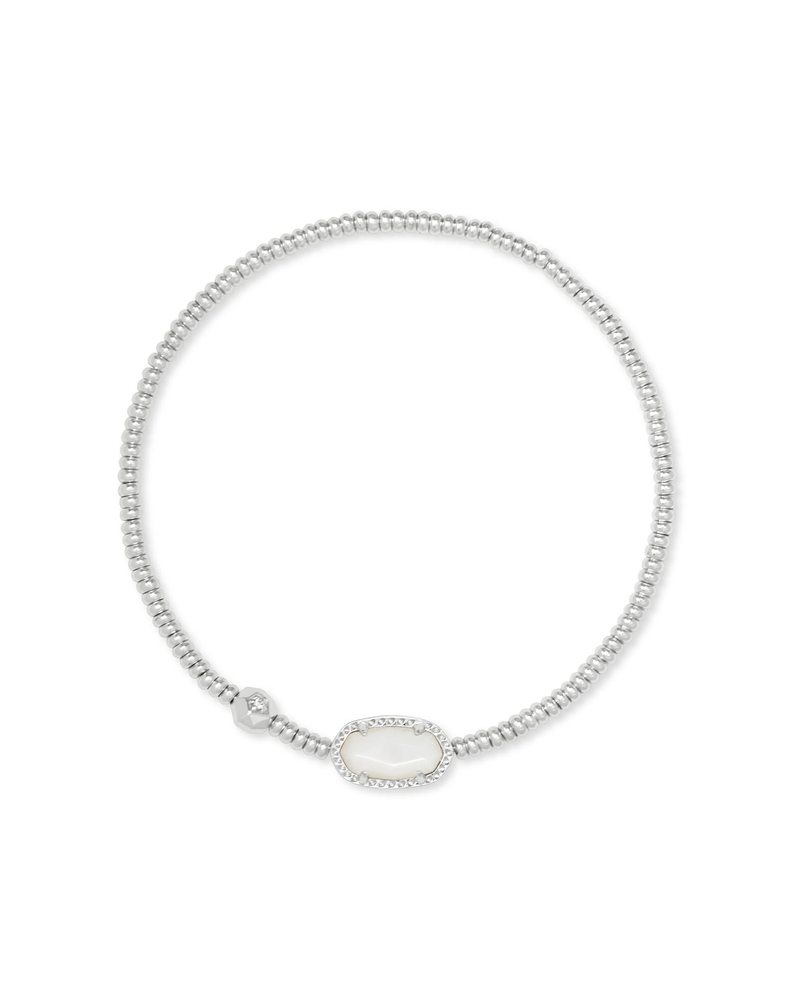 Kendra Scott Grayson Silver Stretch Bracelet in Ivory Mother-of-Pearl | Mother Of Pearl/Metal Rhodium