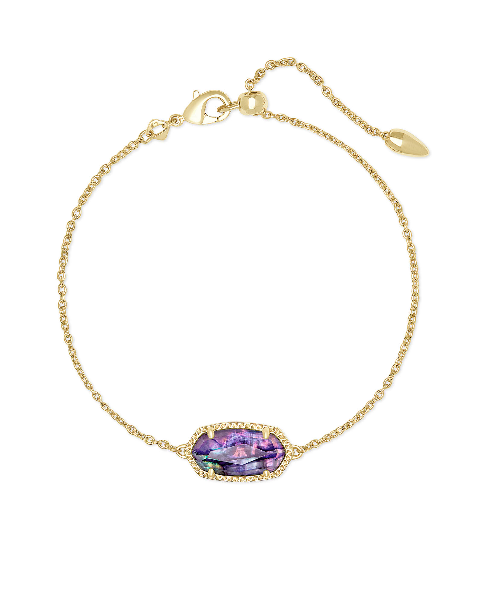 Kendra Scott Elaina Gold Delicate Chain Bracelet in Lilac Abalone | Glass/Shell