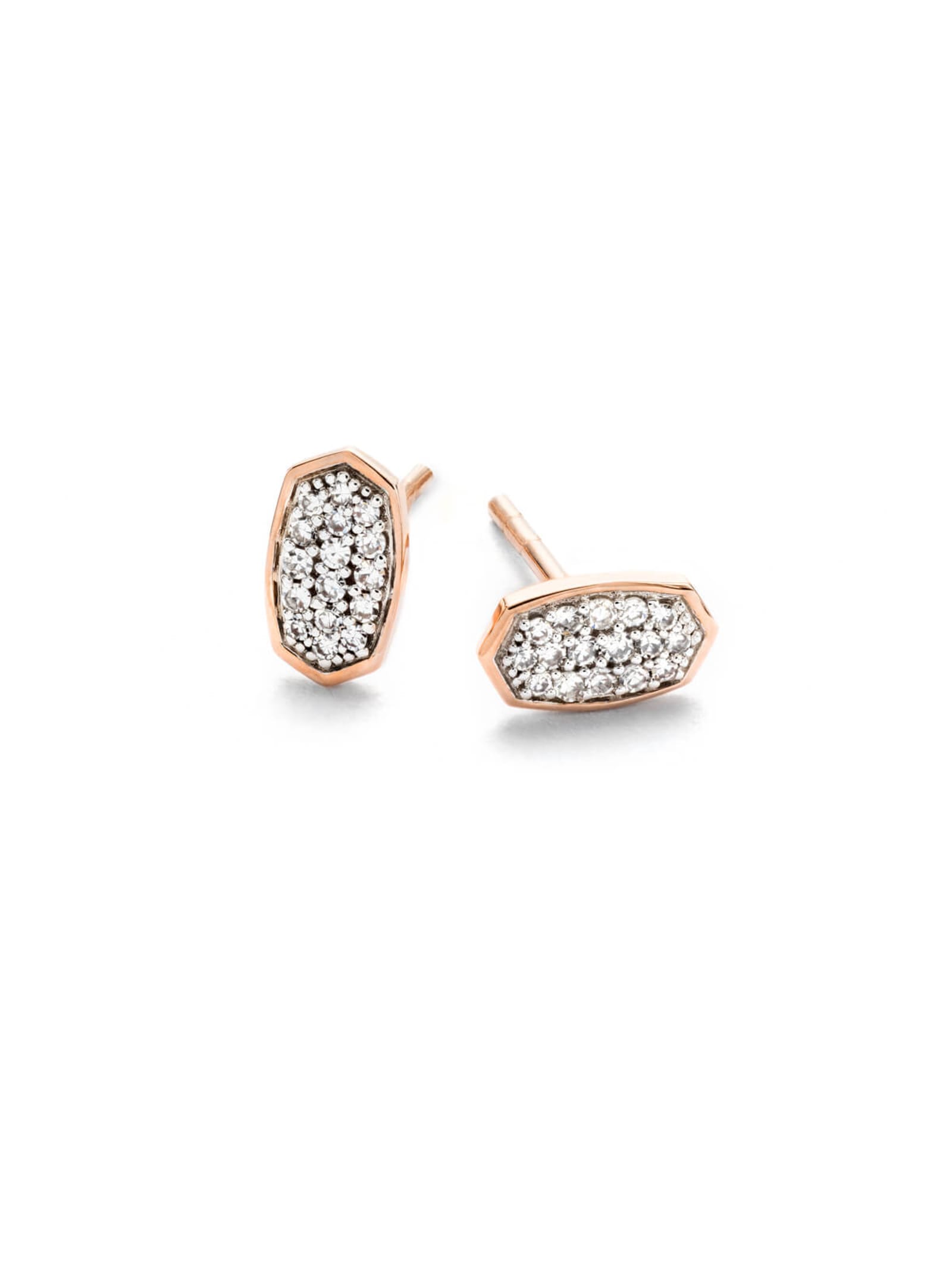 Kendra Scott Marisa Stud Earrings in White Diamond and 14k Rose Gold | Diamonds