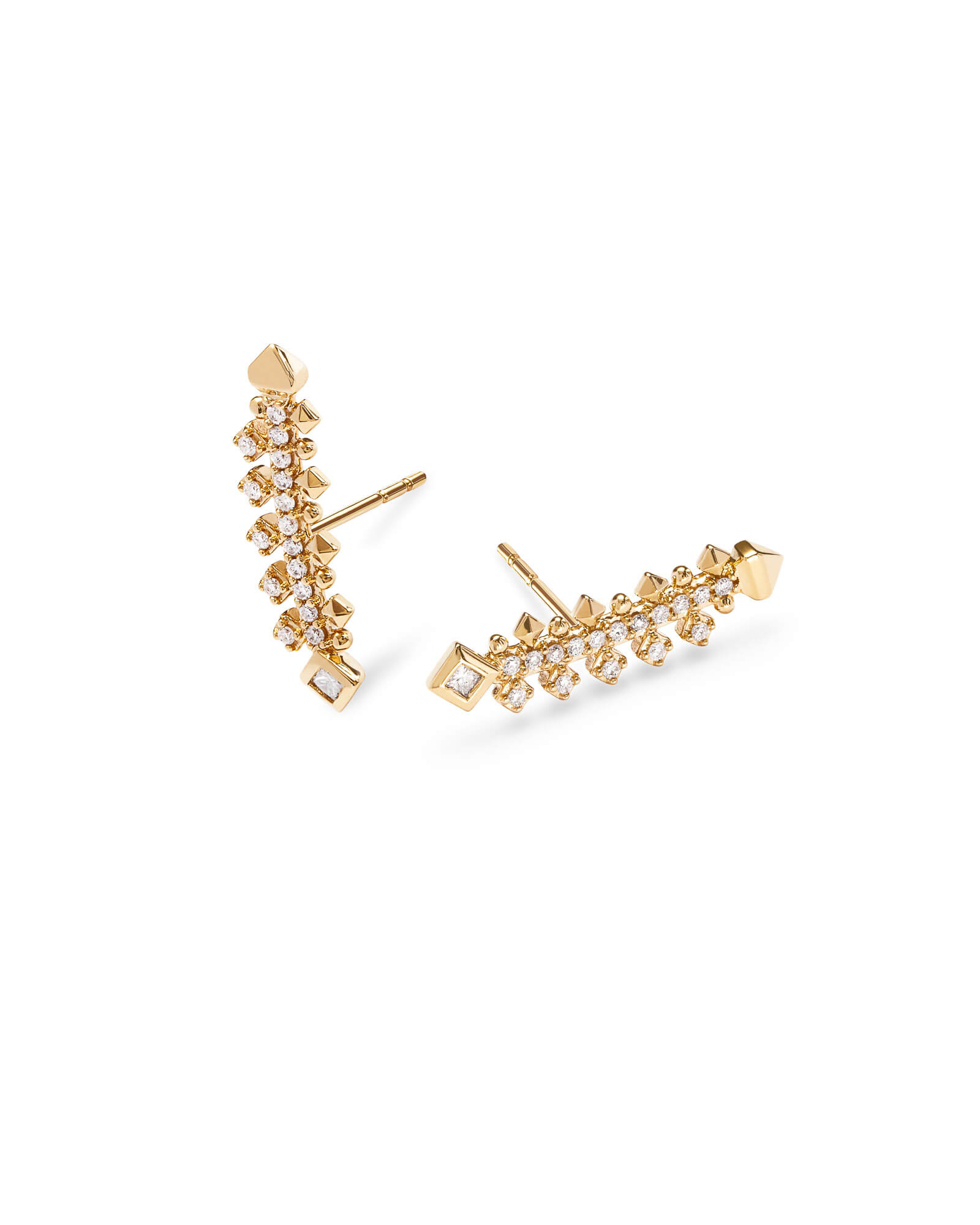 Kendra Scott Indie 14k Yellow Gold Earrings in White Diamond | Diamonds
