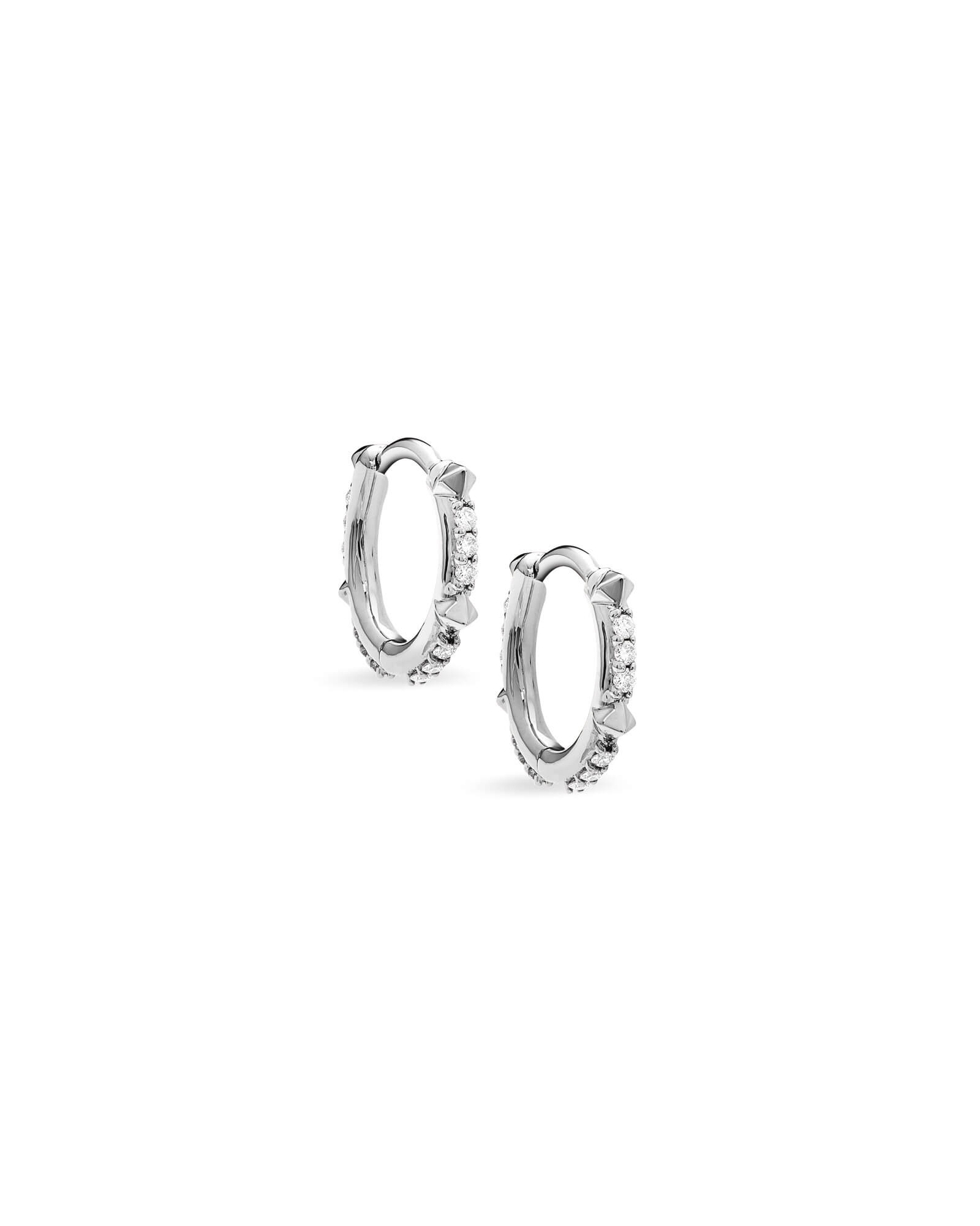 Kendra Scott Jett 14k White Gold Huggie Earrings in White Diamond | Diamonds