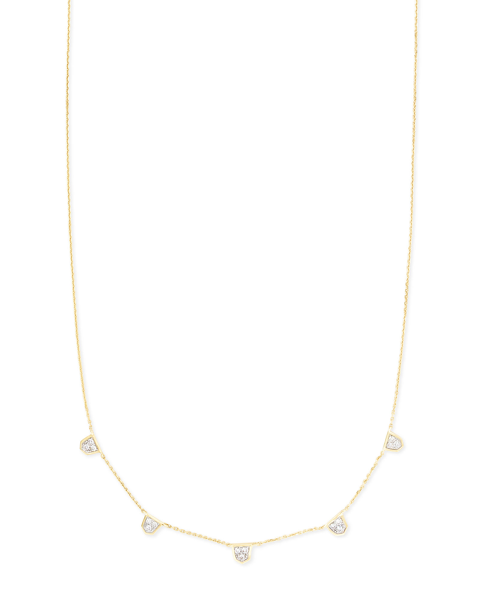 Kendra Scott Shannon 14k Yellow Gold Collar Necklace in White Diamond | Diamonds