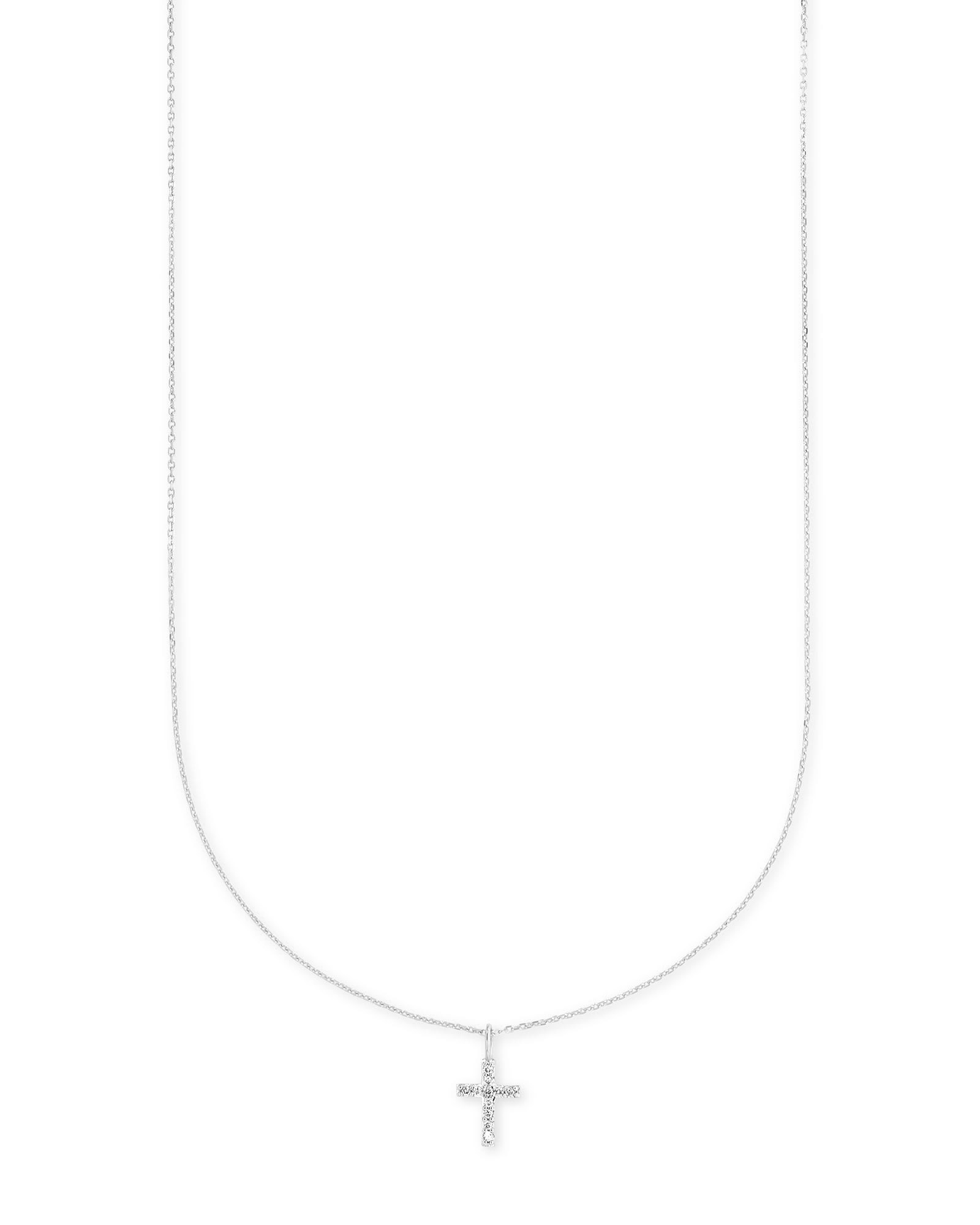 Kendra Scott Cross 14k White Gold Pendant Necklace in White | Diamonds