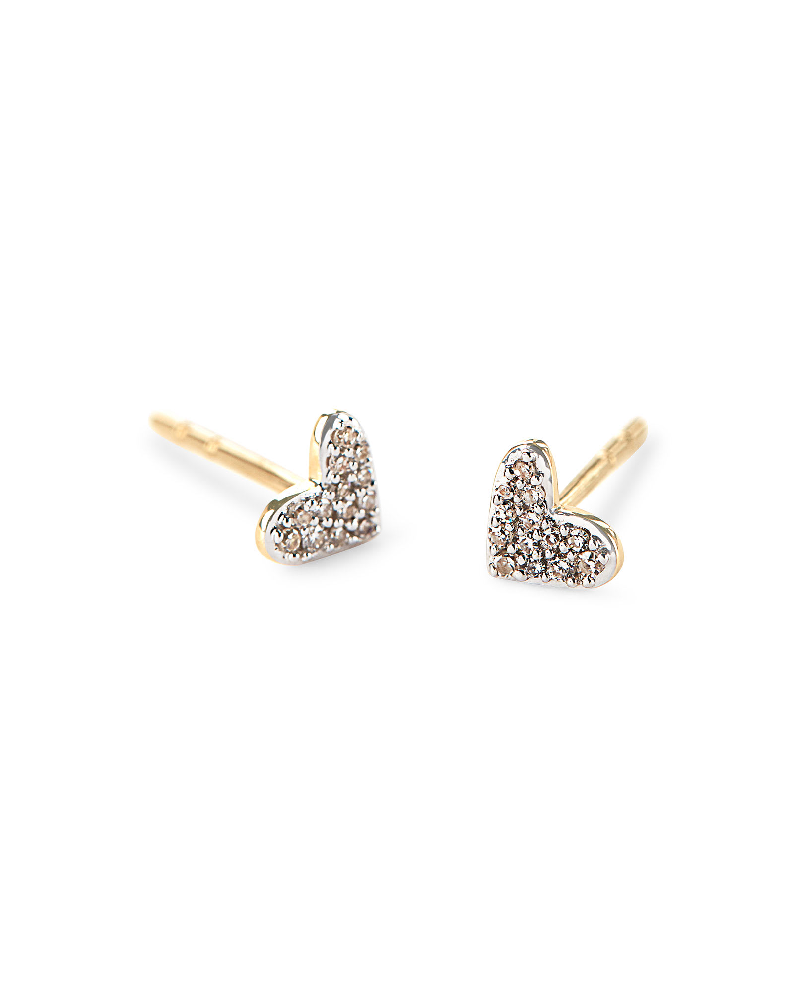 Photos - Earrings KENDRA SCOTT Heart 14k Yellow Gold Stud  in White | Diamonds 
