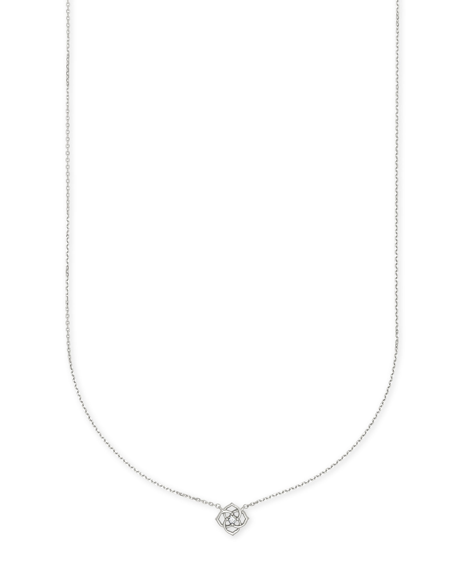 Kendra Scott Fleur 14k White Gold Pendant Necklace in White Diamond | Diamonds