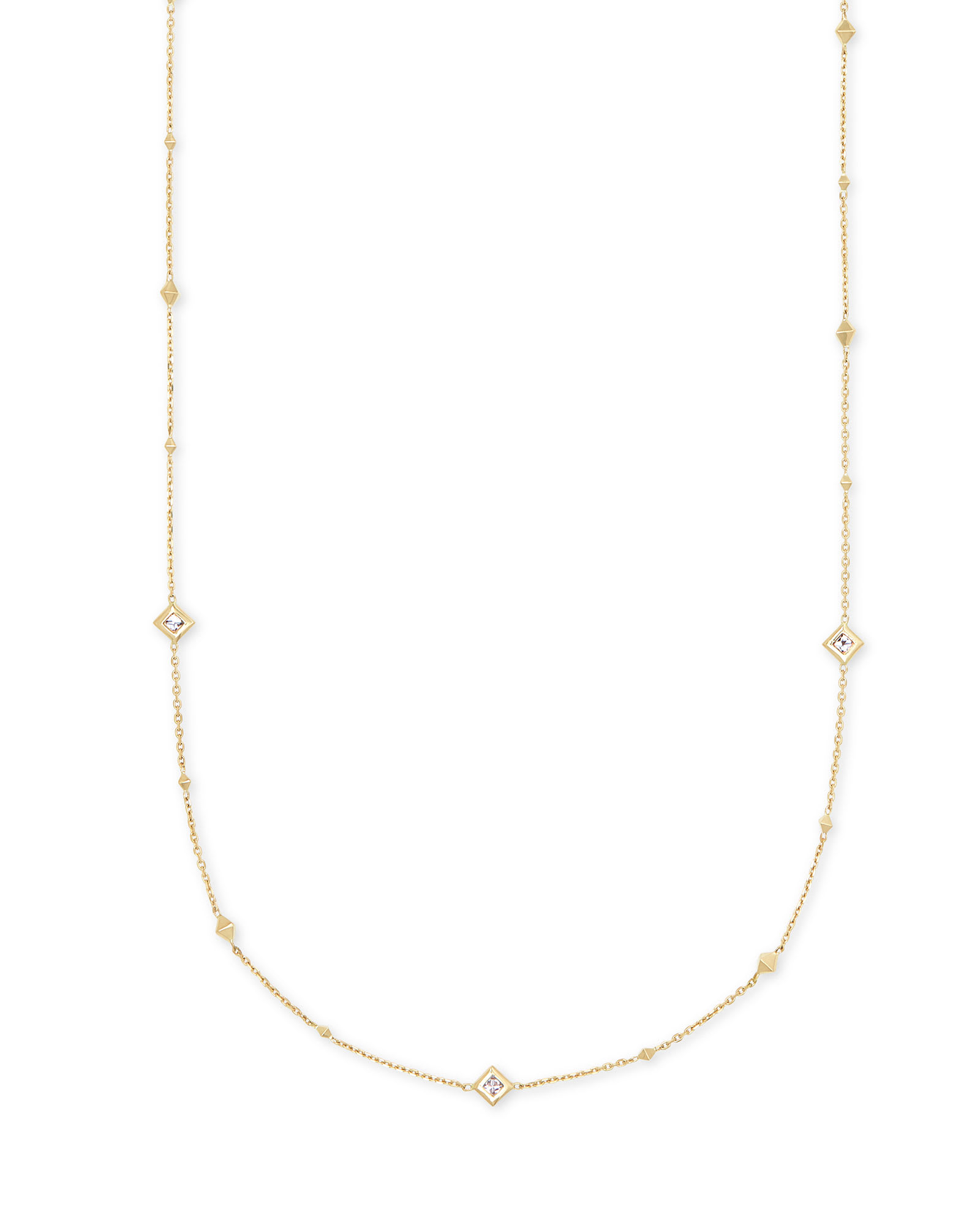 Kendra Scott Michelle 14k Yellow Gold Strand Necklace in White Diamond | Diamonds