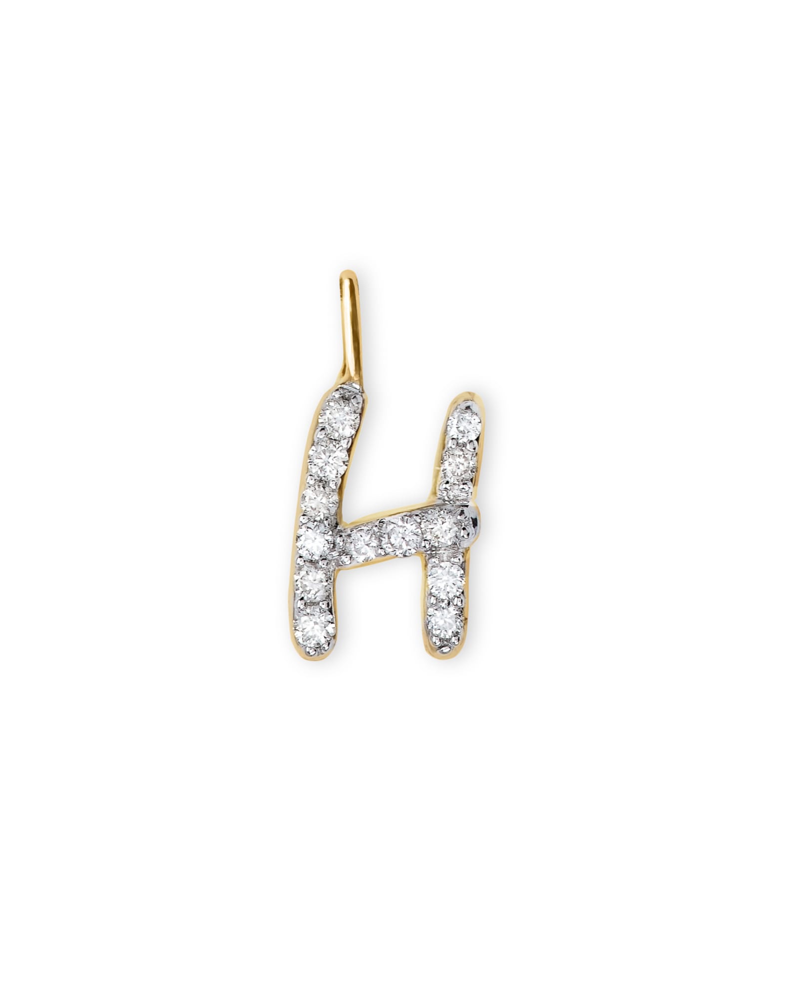 Kendra Scott 14k Yellow Gold Letter H Charm in | White Diamond