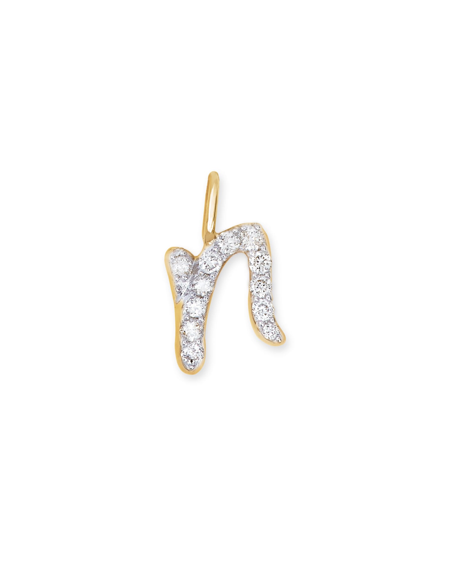 Kendra Scott 14k Yellow Gold Letter N Charm in | White Diamond