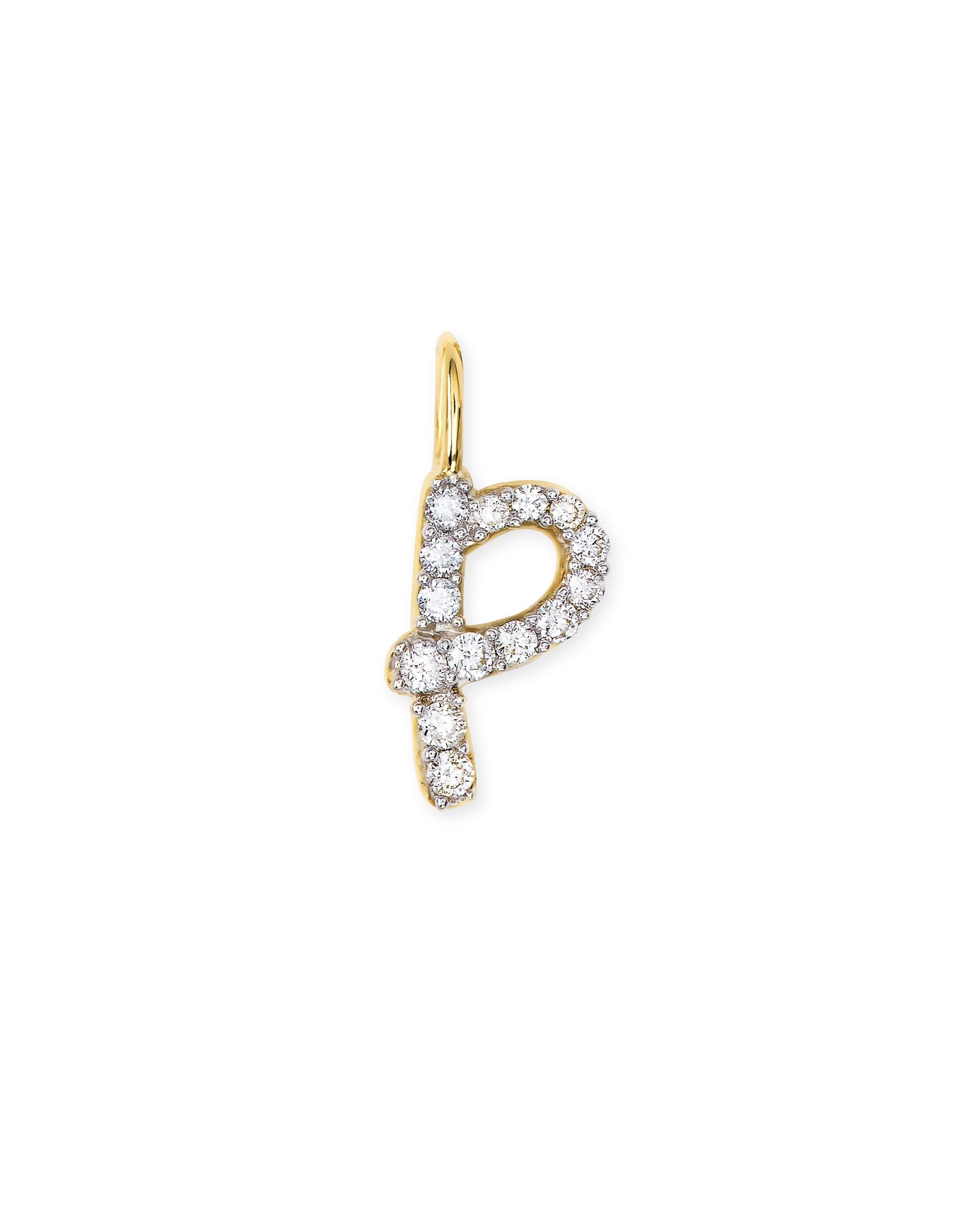 Kendra Scott 14k Yellow Gold Letter P Charm in | White Diamond