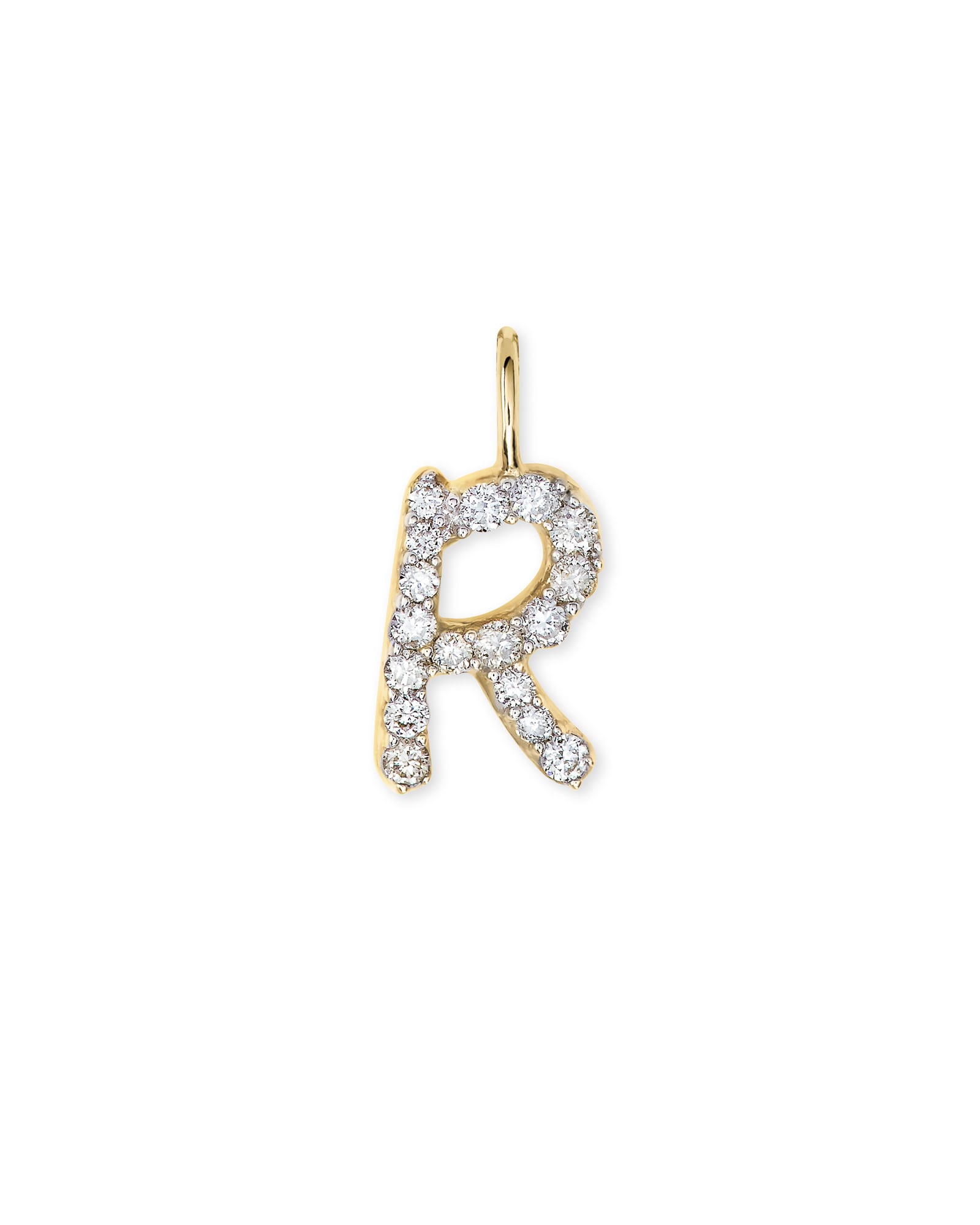 Kendra Scott 14k Yellow Gold Letter R Charm in | White Diamond