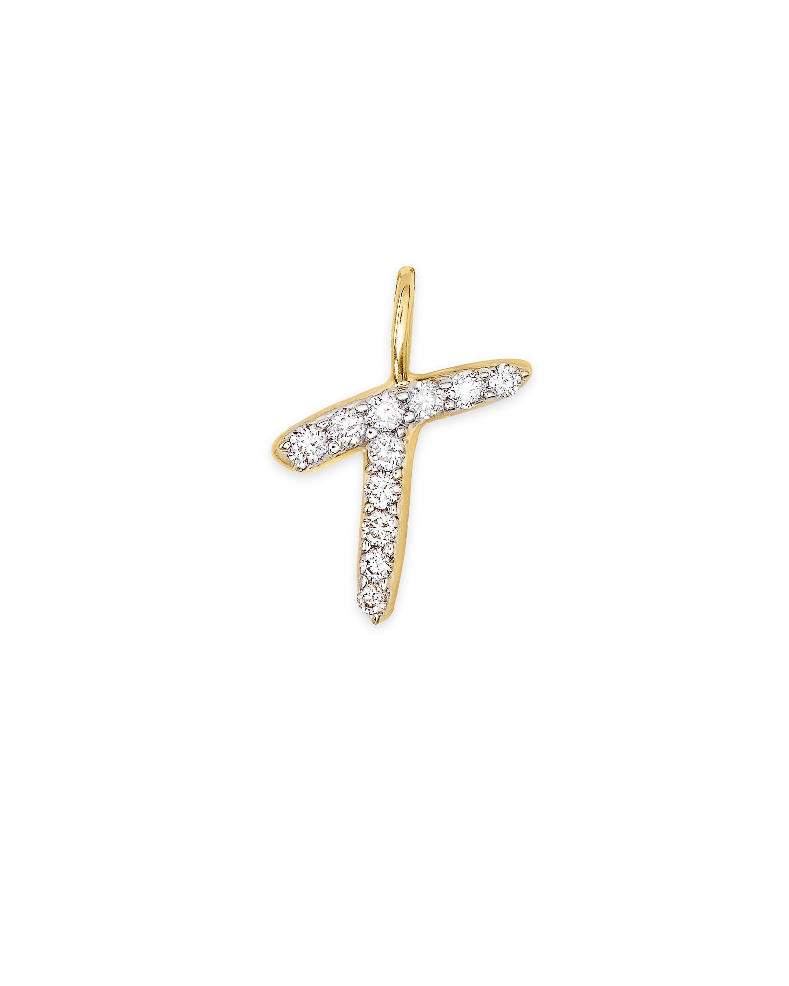 Kendra Scott 14k Yellow Gold Letter T Charm in | White Diamond