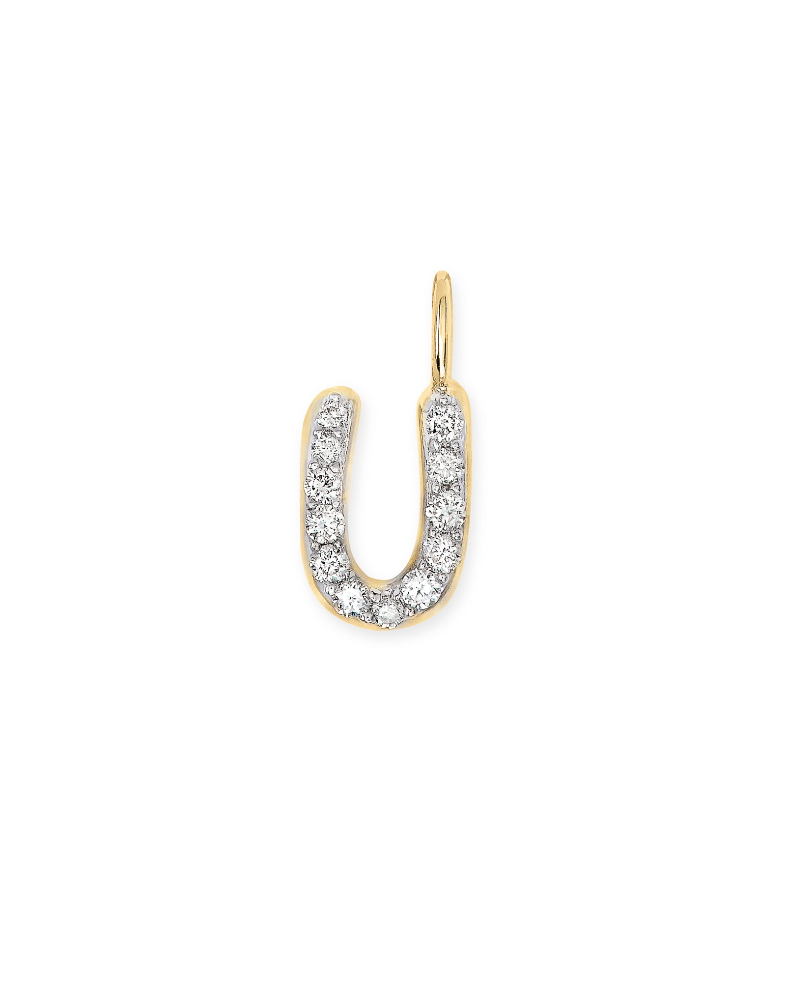 Kendra Scott 14k Yellow Gold Letter U Charm in | White Diamond