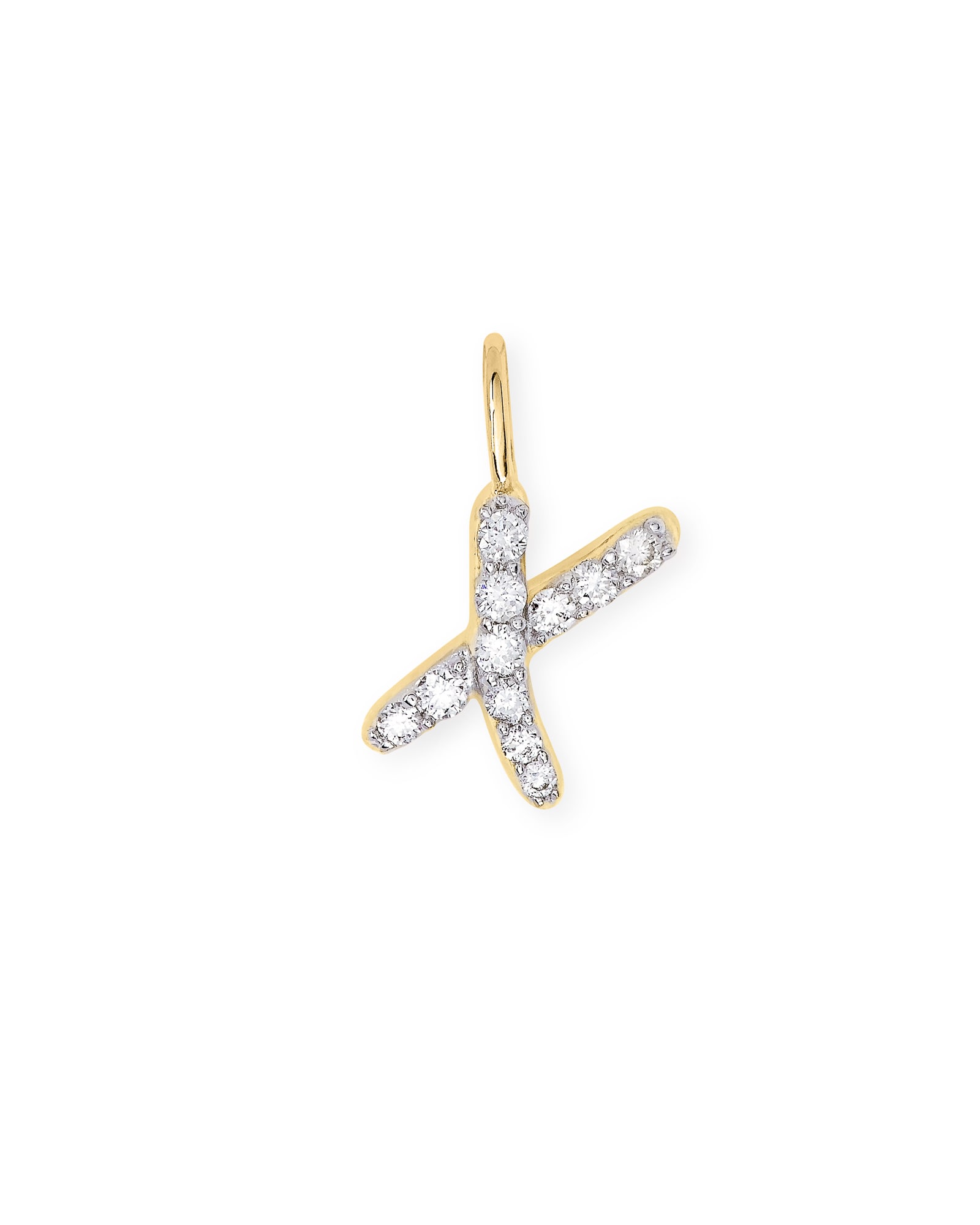 Kendra Scott 14k Yellow Gold Letter X Charm in | White Diamond