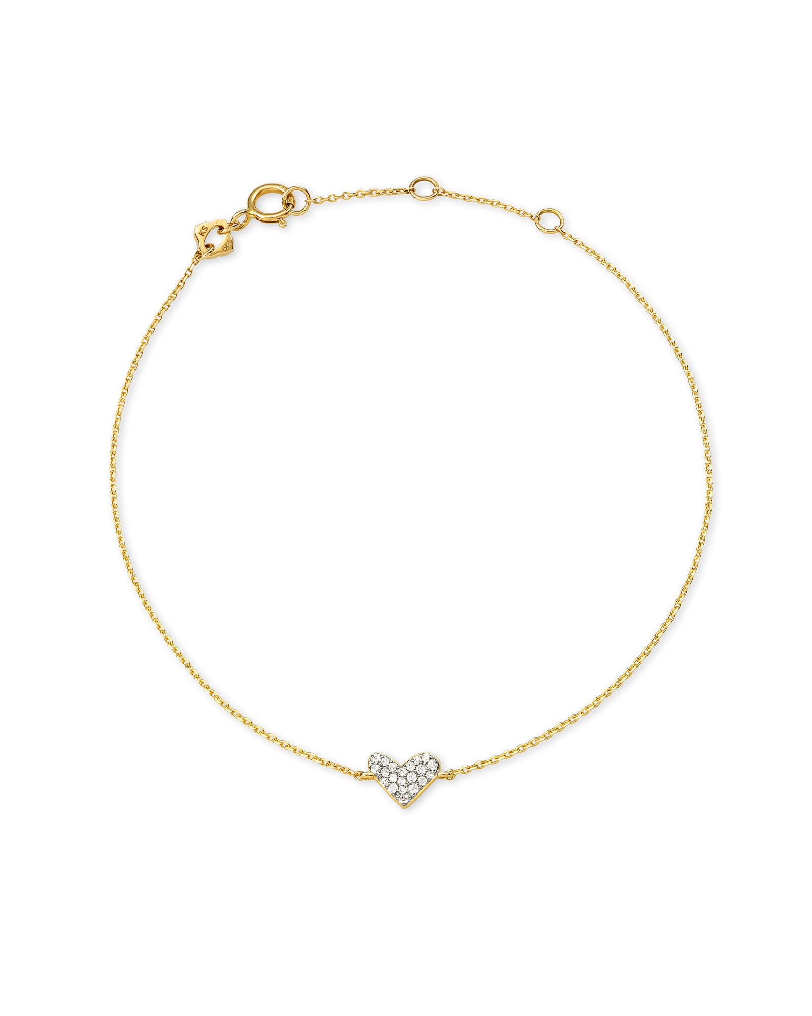 Kendra Scott Heart 14k Yellow Gold Chain Bracelet in White Diamond | Diamonds