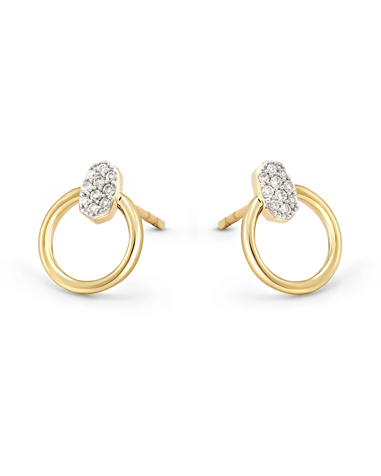 Kendra Scott Tegan 14k Yellow Gold Stud Earrings in White Diamond | Diamonds