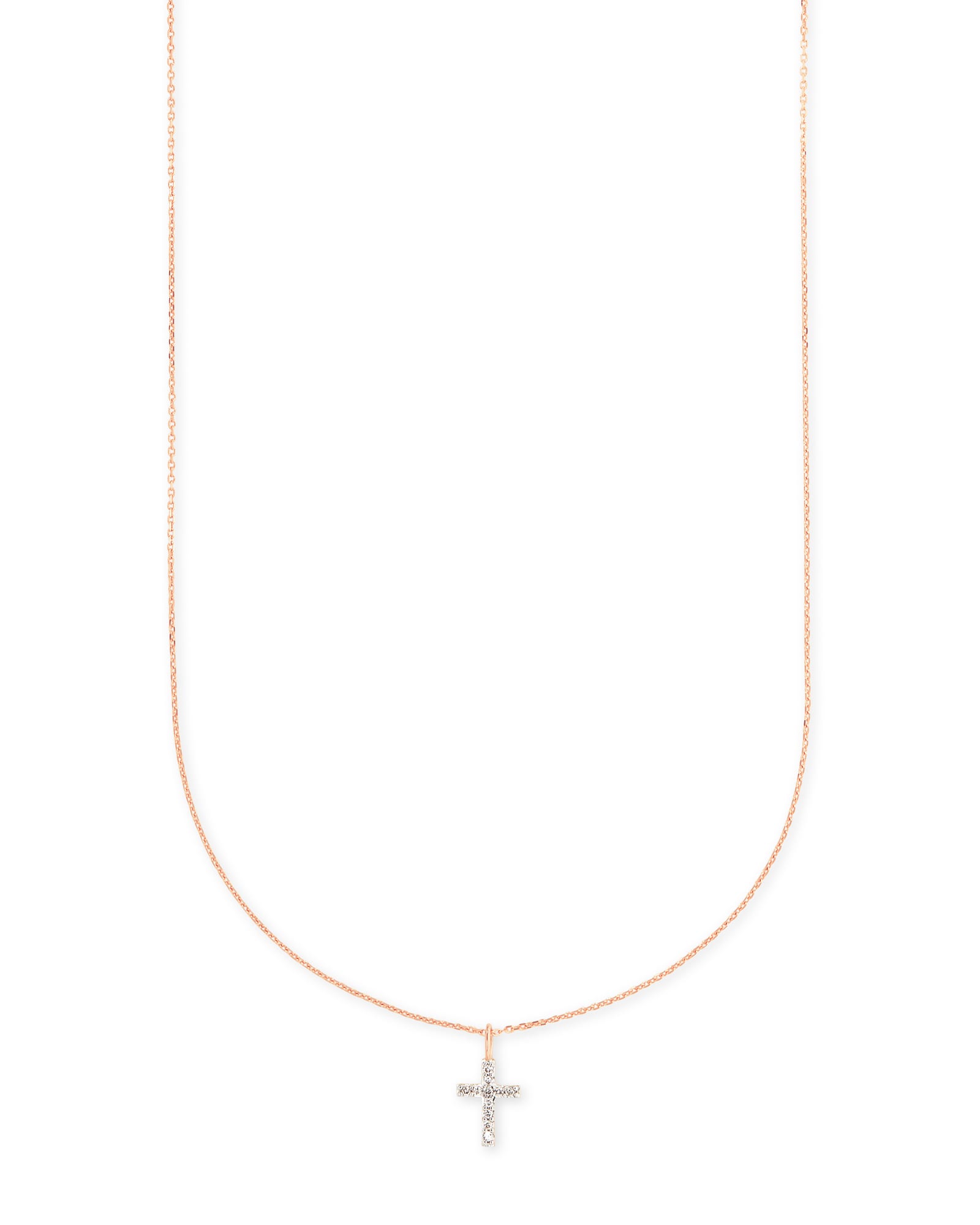 Kendra Scott Cross 14k Rose Gold Pendant Necklace in White Diamond | Diamonds