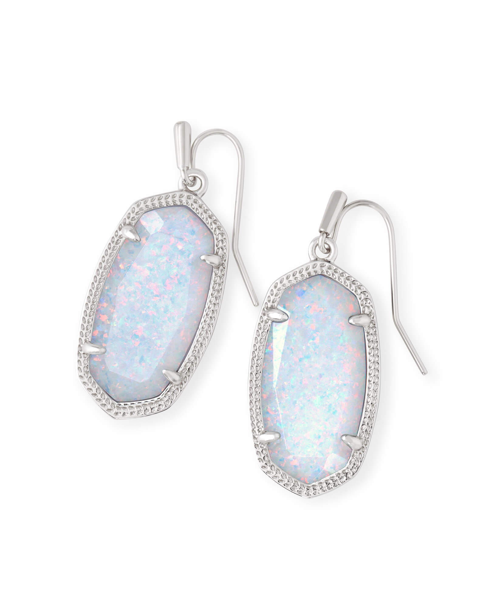 Kendra Scott Dani Silver Drop Earrings In White Kyocera Opal | Kyocera Opal/Metal Rhodium