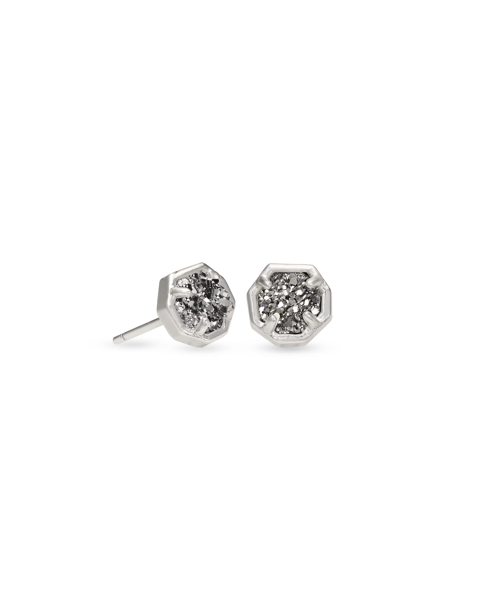 Kendra Scott Nola Silver Stud Earrings in Platinum Drusy | Drusy/Metal Rhodium