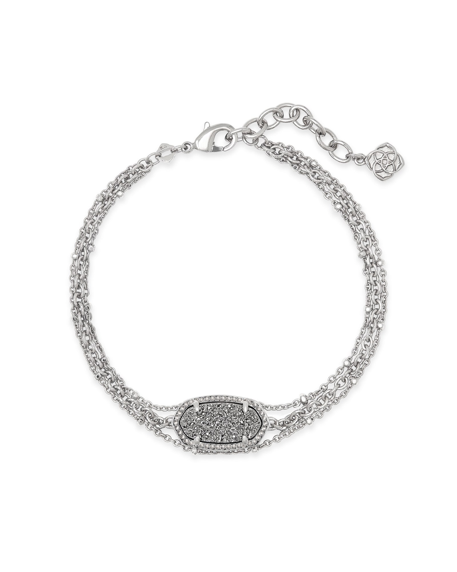 Kendra Scott Elaina Silver Multi Strand Bracelet in Platinum Drusy | Drusy/Metal Rhodium