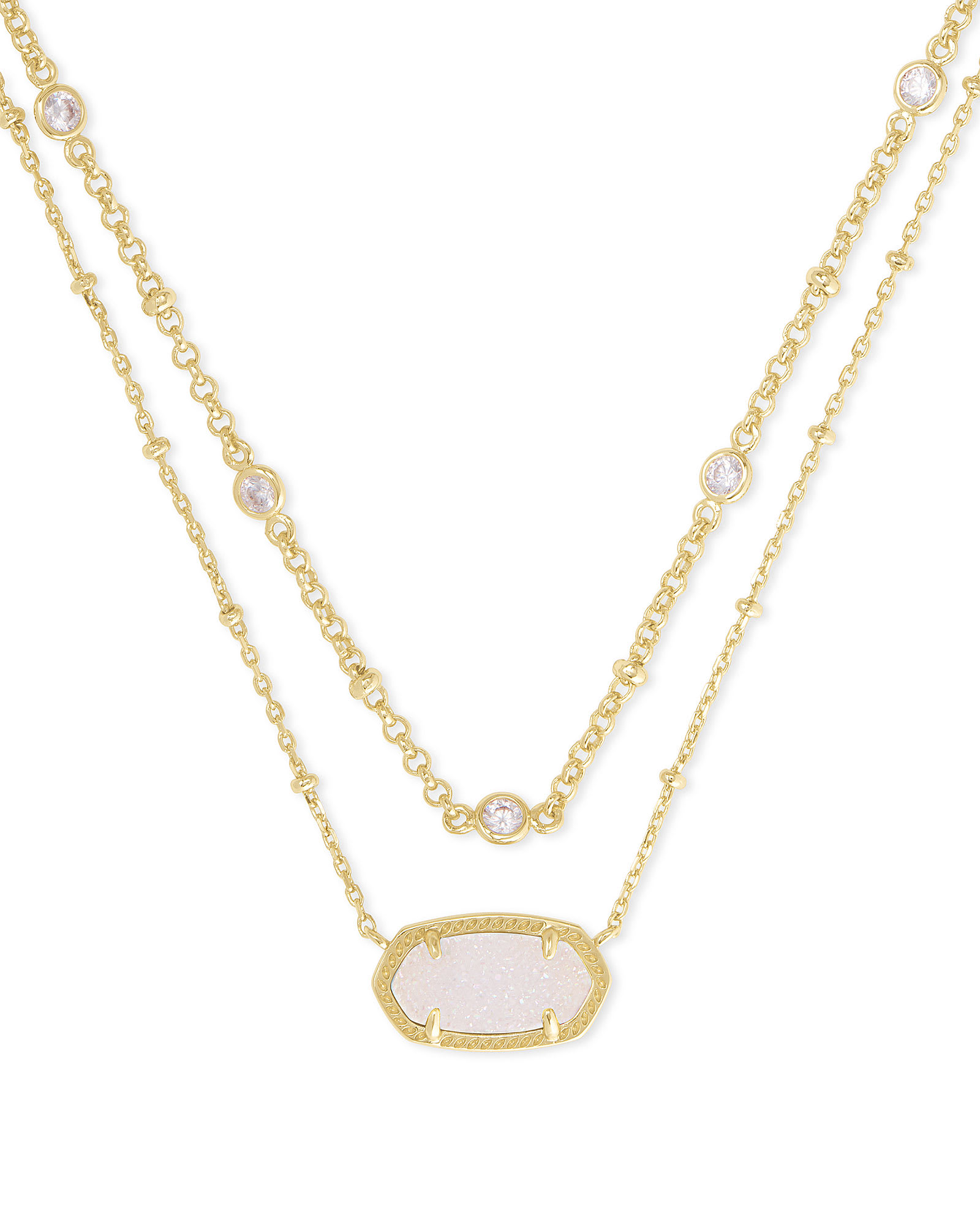 Kendra Scott Elisa Gold Multi Strand Necklace in Iridescent | Drusy