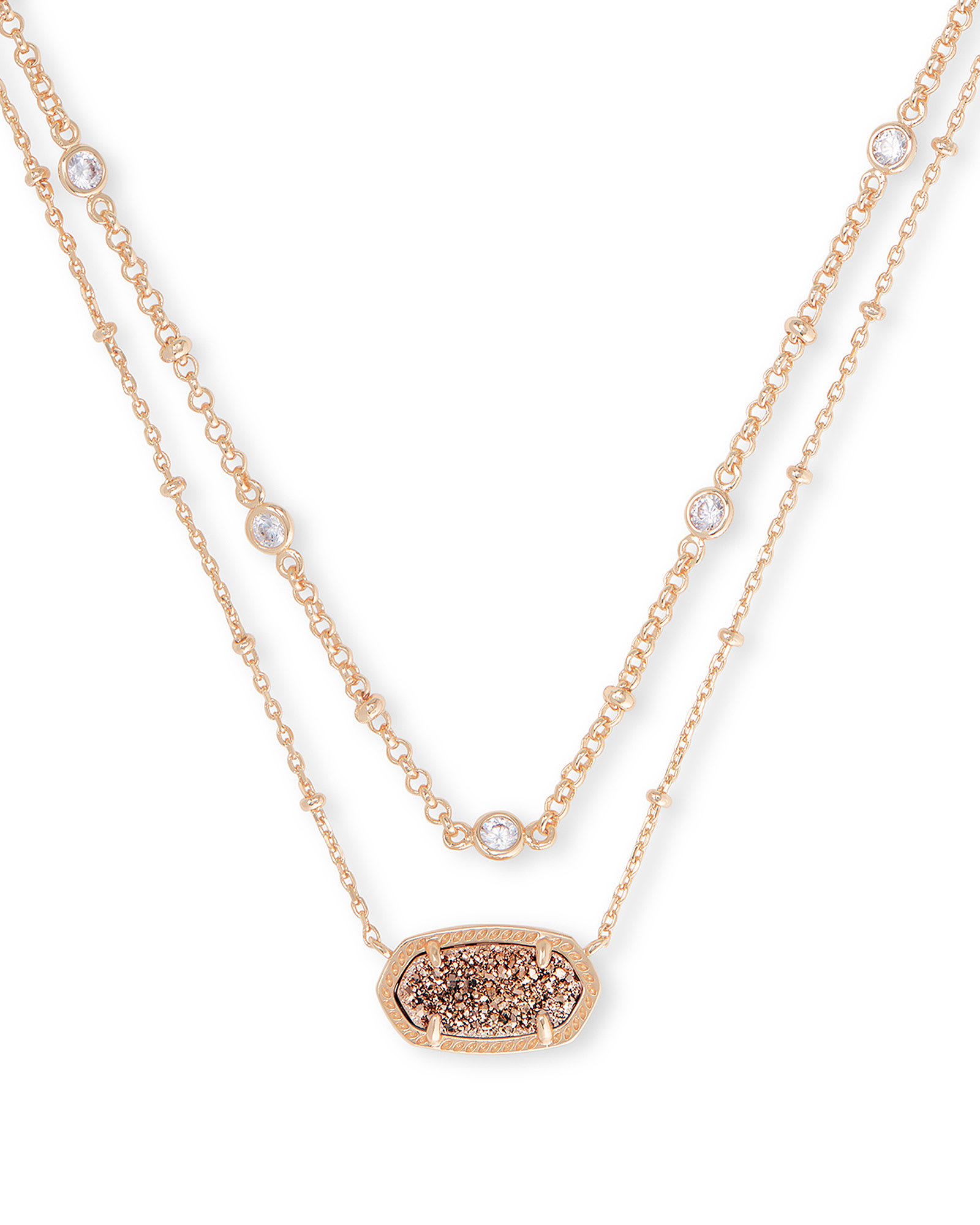 Kendra Scott Elisa Rose Gold Multi Strand Necklace in Rose Gold | Drusy