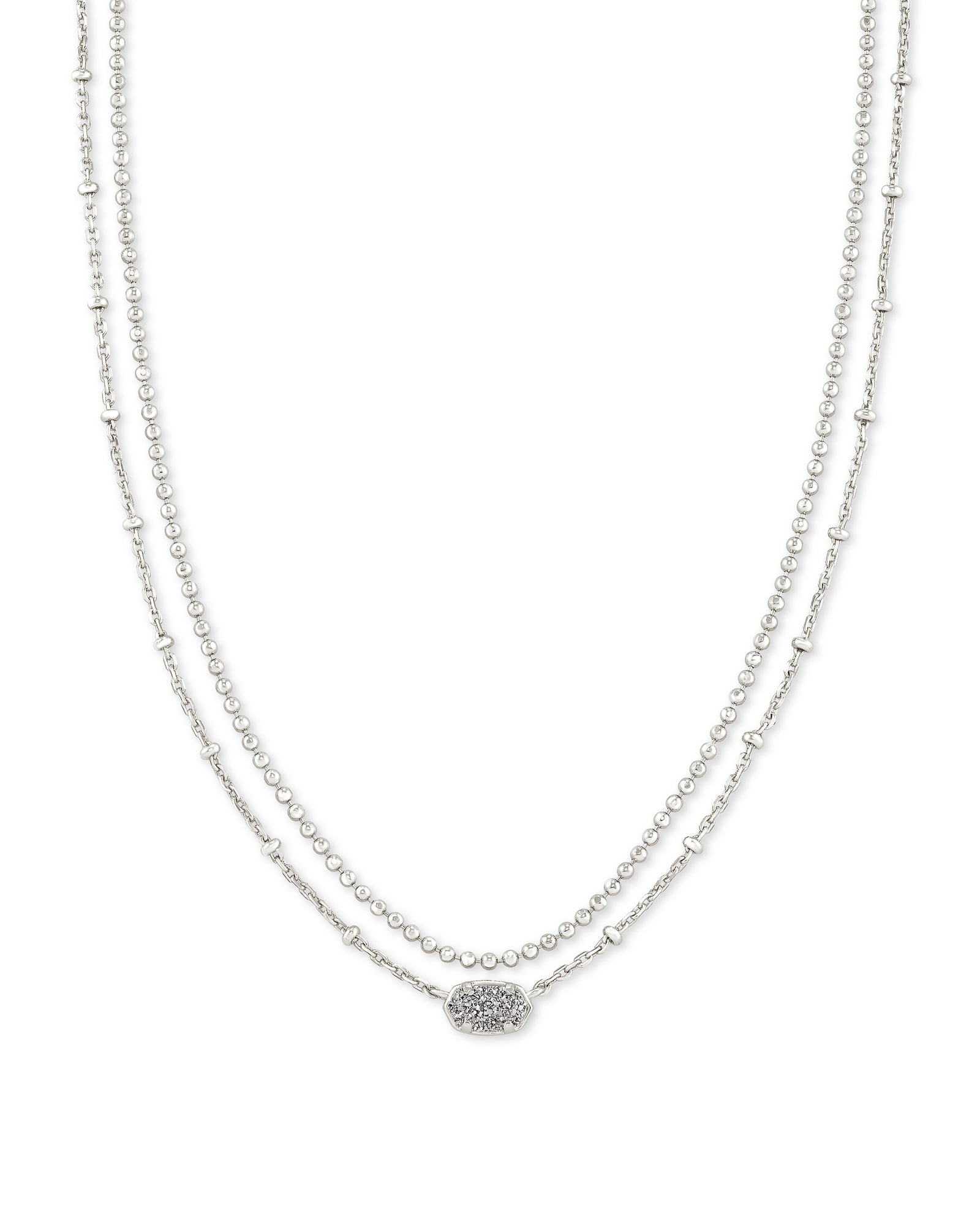 Kendra Scott Emilie Silver Multi Strand Necklace in Platinum Drusy | Drusy/Metal Rhodium