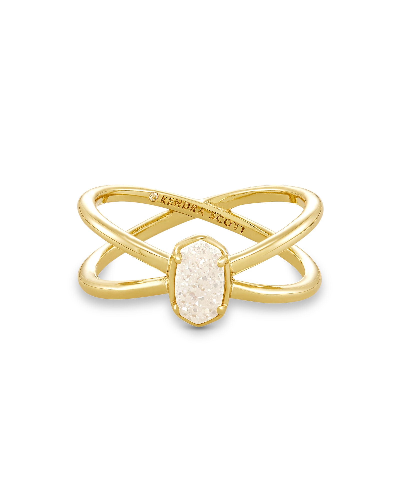 Kendra Scott Emilie Gold Double Band Ring in Iridescent | Drusy