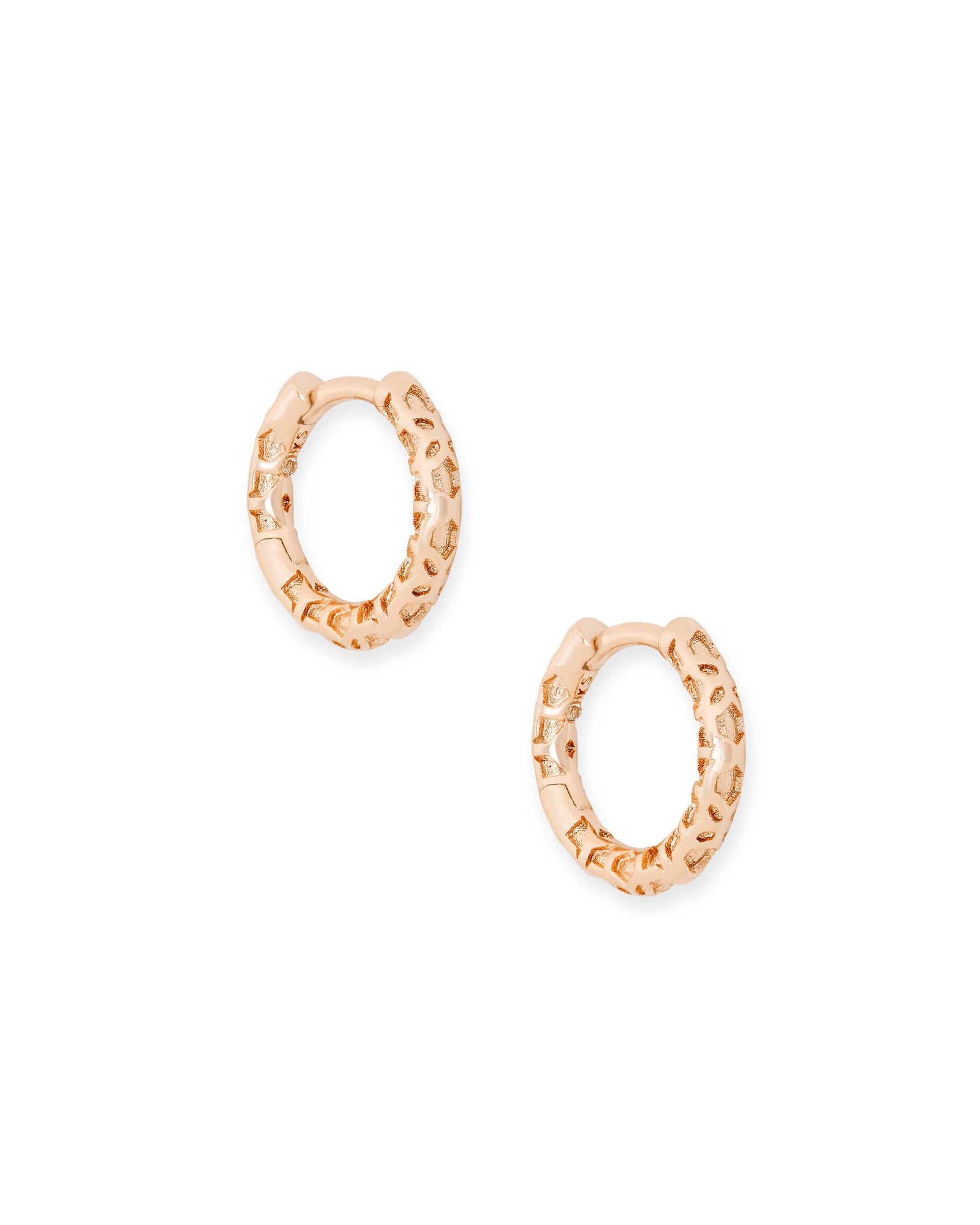 Kendra Scott Maggie Huggie Earrings in Rose Gold Filigree | Plated Brass