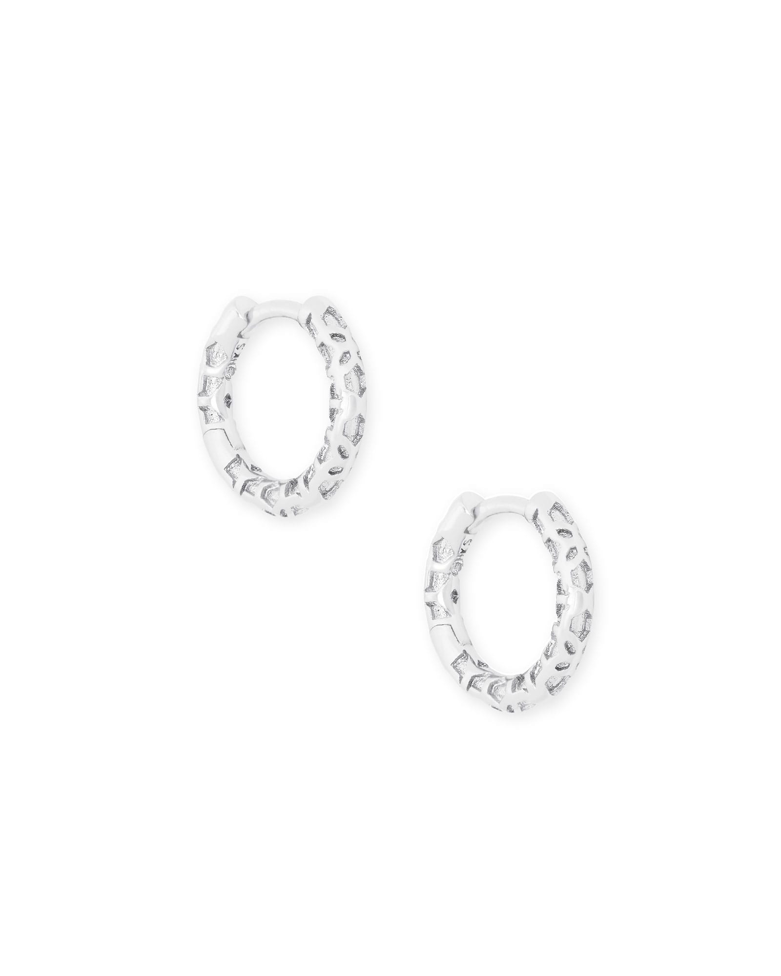 Kendra Scott Maggie Huggie Earrings in Silver Filigree | Plated Brass