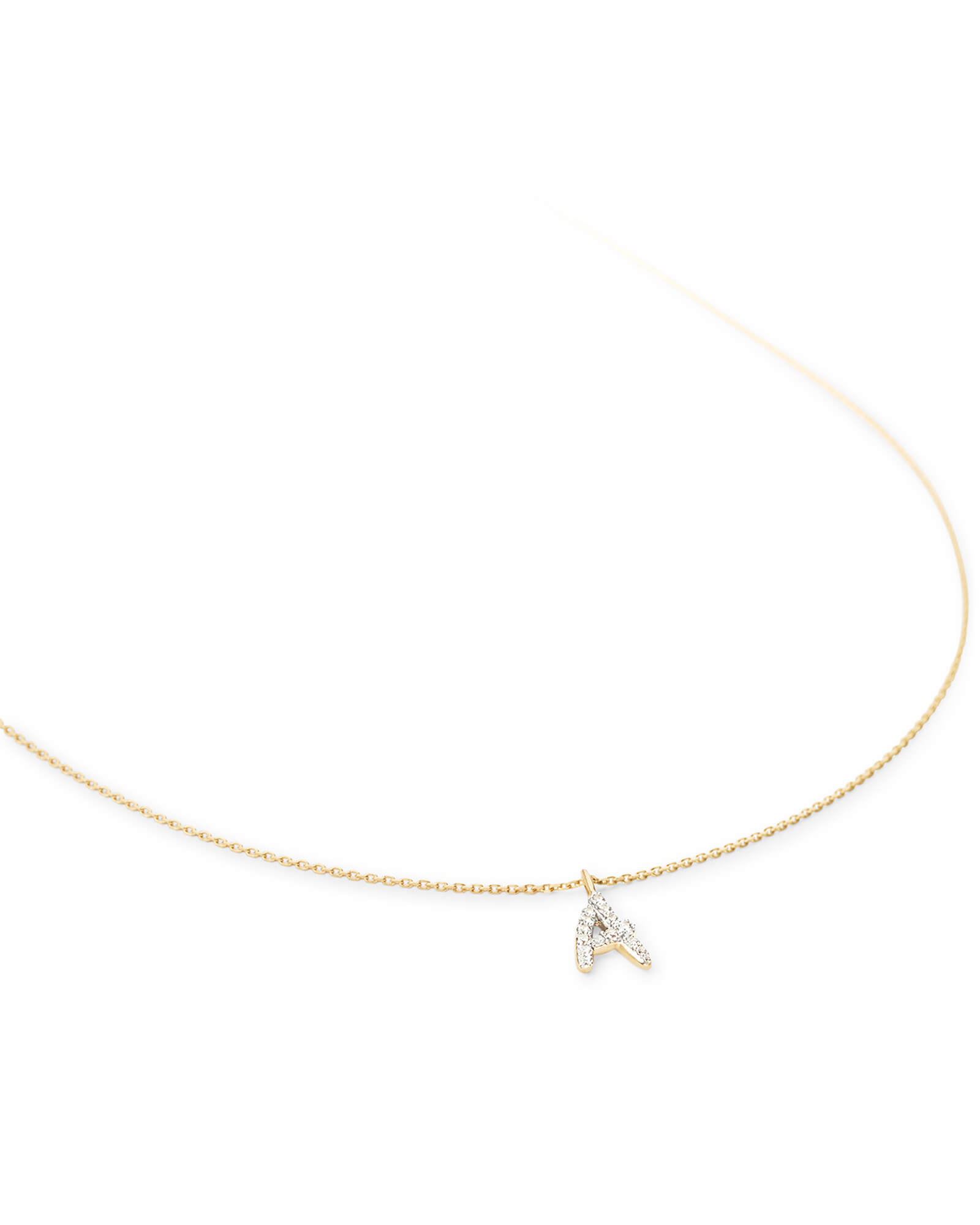 Kendra Scott Diamond Letter A Pendant Necklace in 14k Yellow Gold | Diamonds