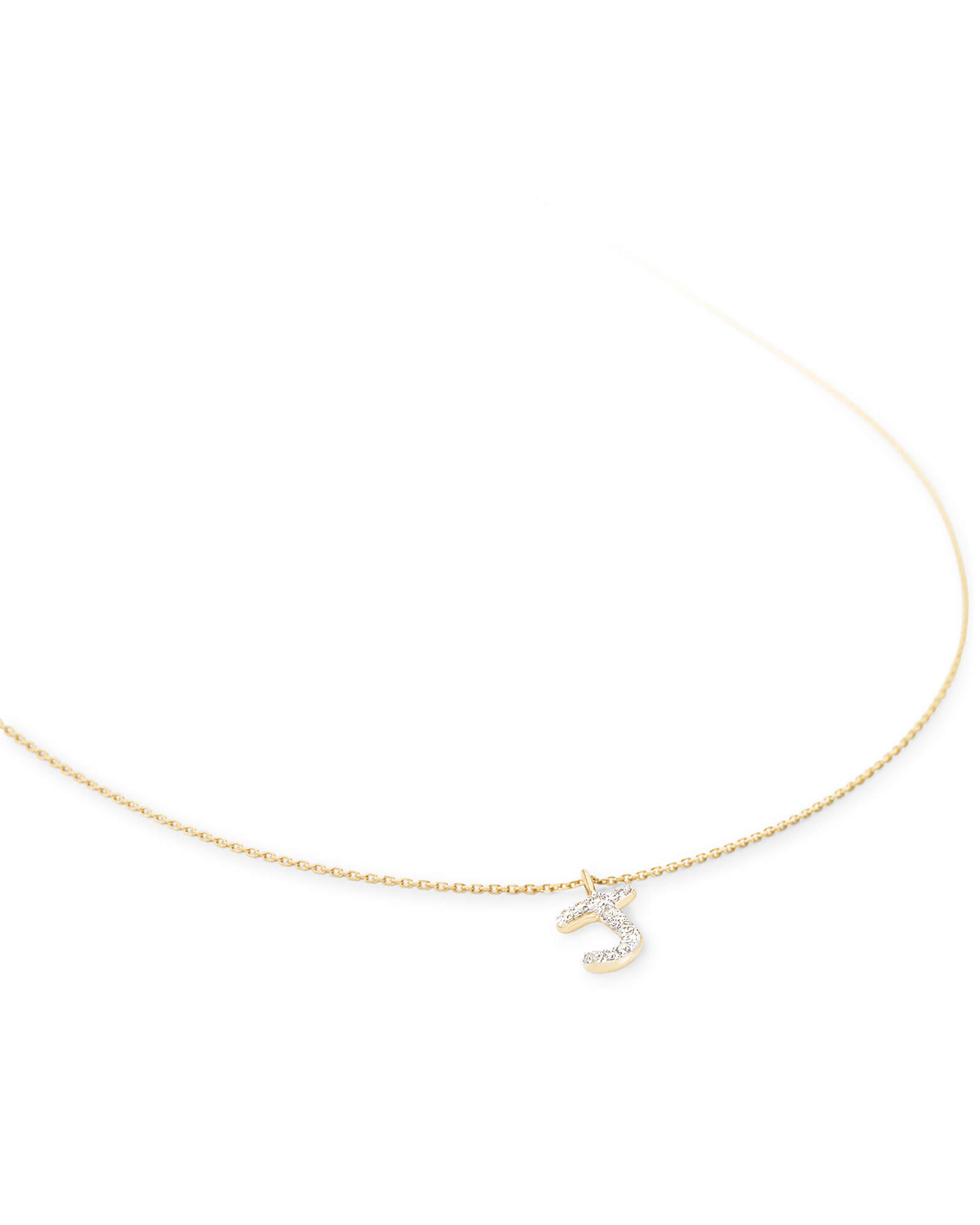 Kendra Scott Diamond Letter J Pendant Necklace in 14k Yellow Gold | Diamonds