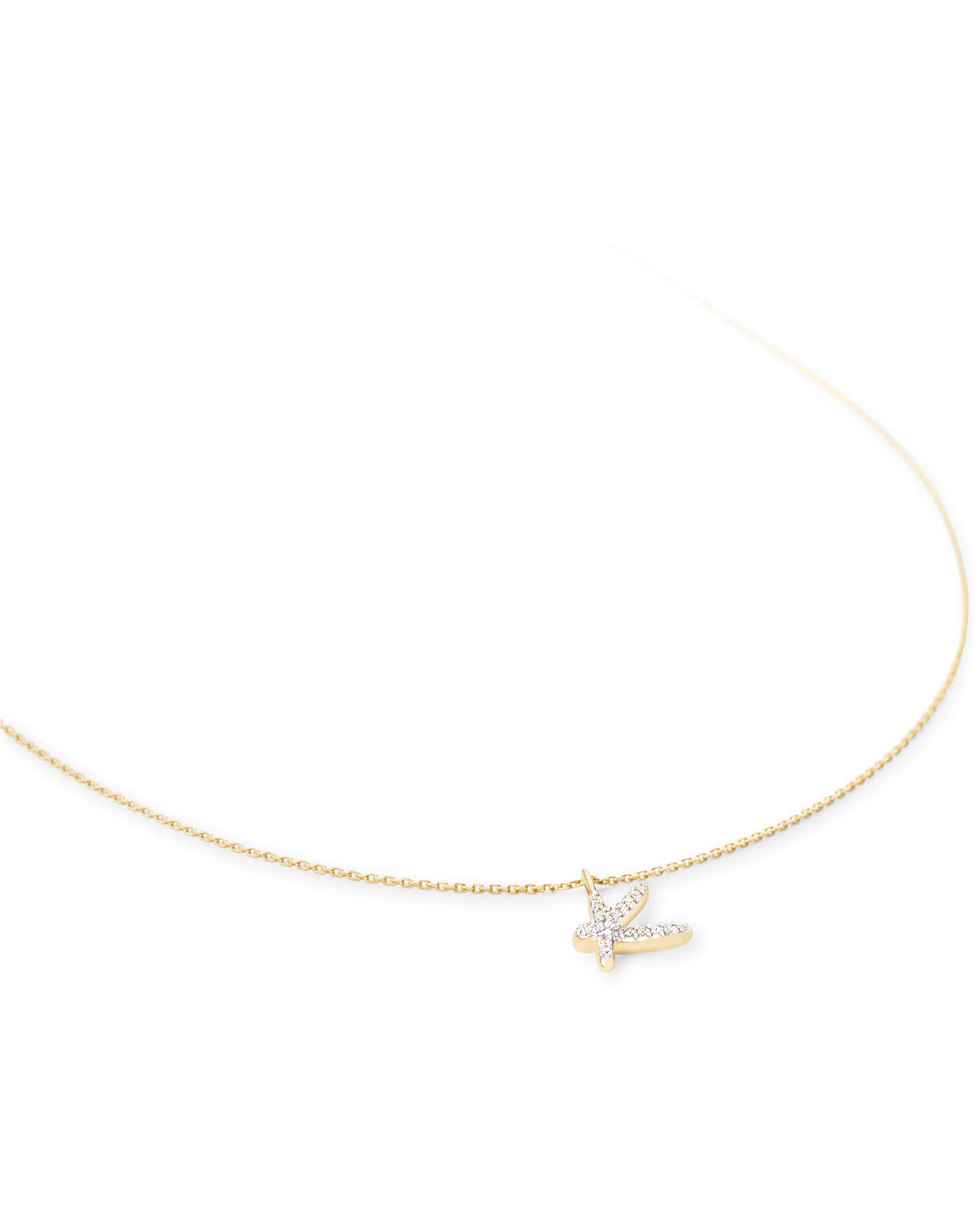 Kendra Scott Diamond Letter K Pendant Necklace in 14k Yellow Gold | Diamonds