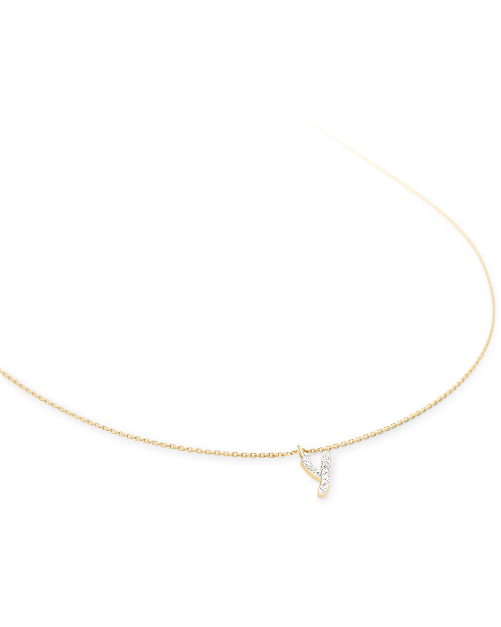 Kendra Scott Diamond Letter Y Pendant Necklace in 14k Yellow Gold | Diamonds