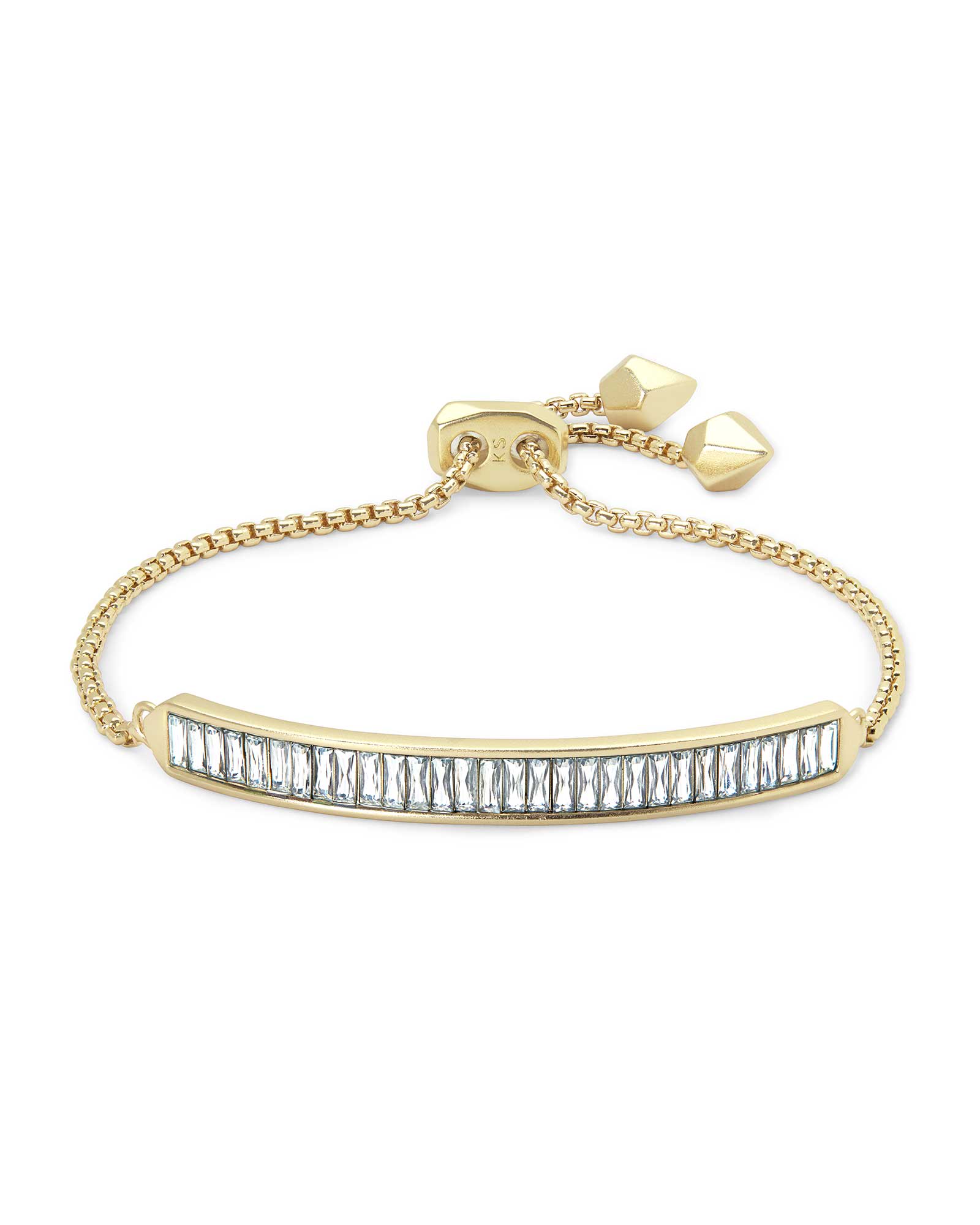 Kendra Scott Jack Adjustable Gold Chain Bracelet in White Crystal | Nano Gem/Cubic Zirconia