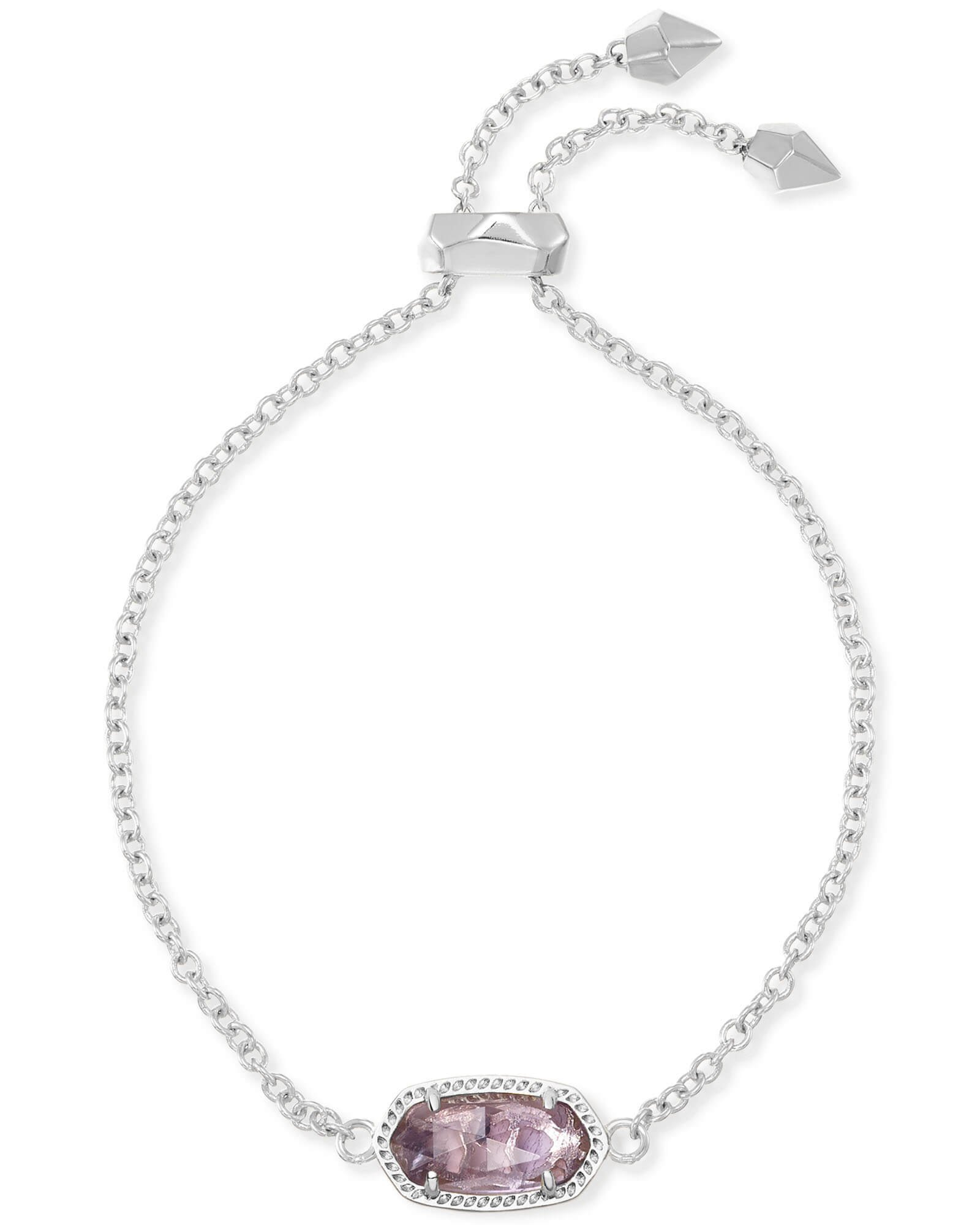 Kendra Scott Elaina Silver Adjustable Chain Bracelet in Amethyst | Genuine Amethyst