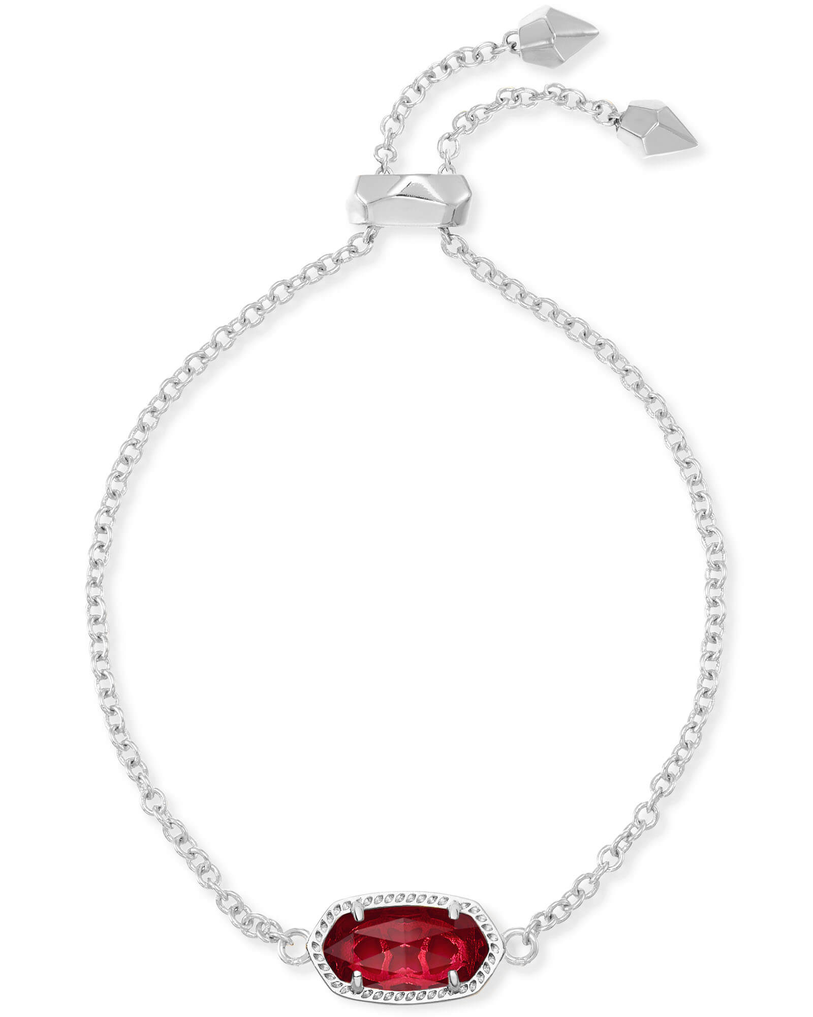 Kendra Scott Elaina Silver Adjustable Chain Bracelet in Berry | Clear Glass