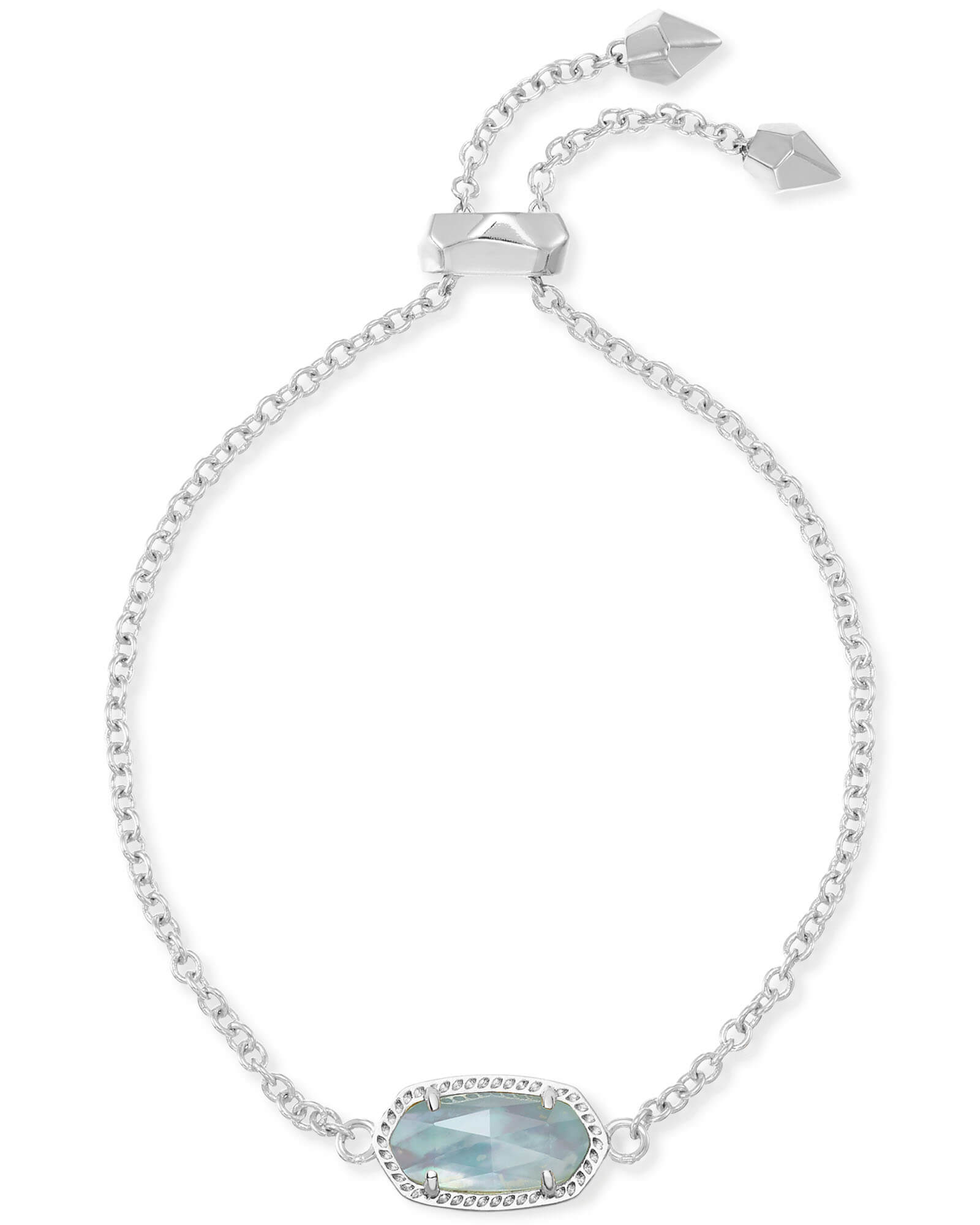 Kendra Scott Elaina Silver Adjustable Chain Bracelet in Light Blue Illusion | Clear Glass