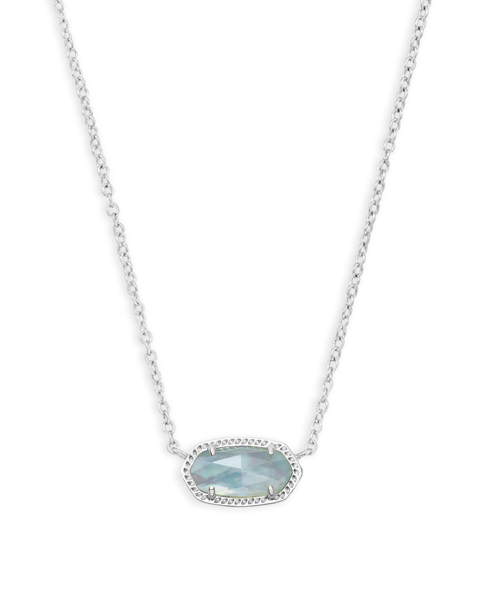 Kendra Scott Elisa Silver Pendant Necklace in Light Blue Illusion | Clear Glass