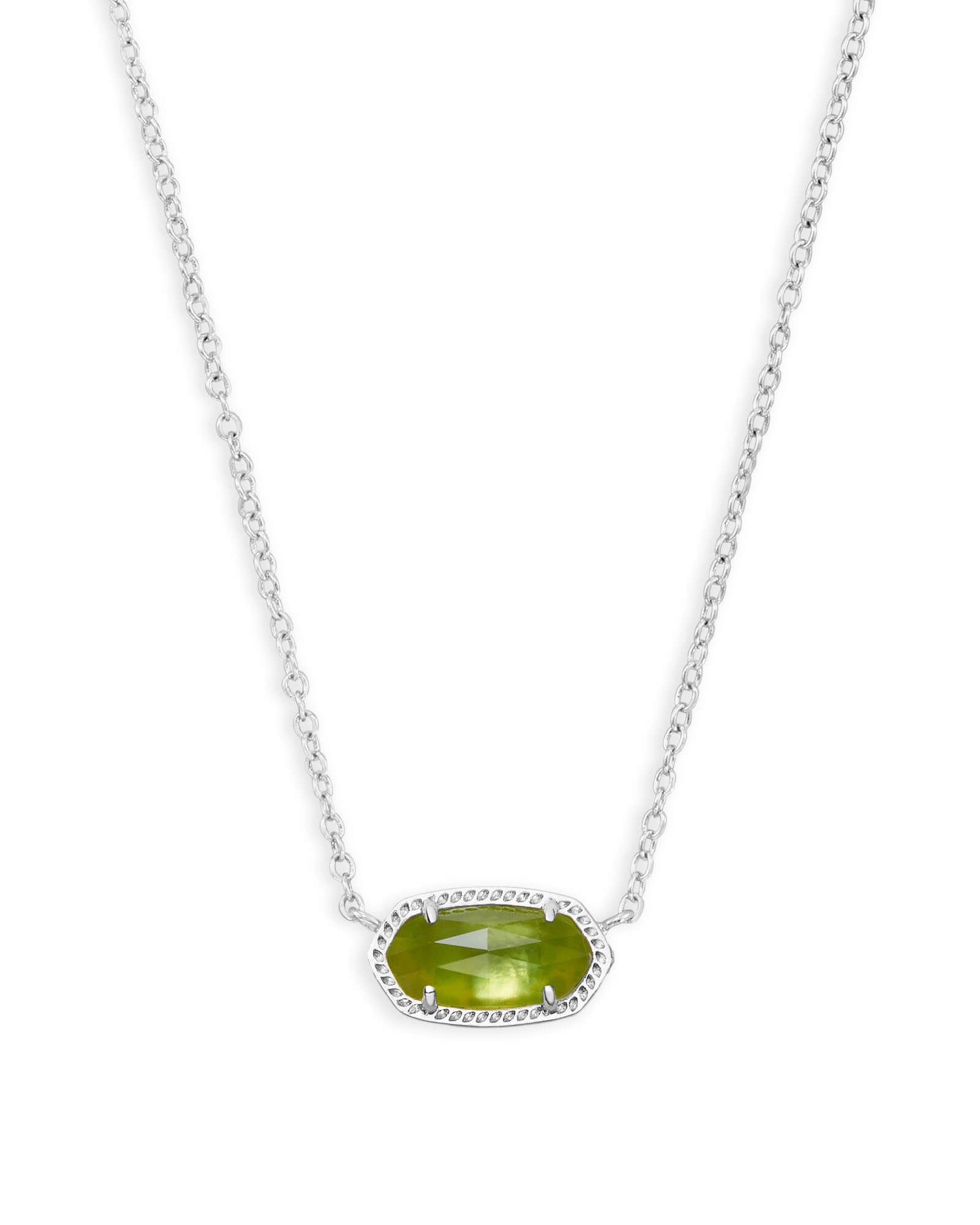 Kendra Scott Elisa Silver Pendant Necklace in Peridot Illusion | Clear Glass